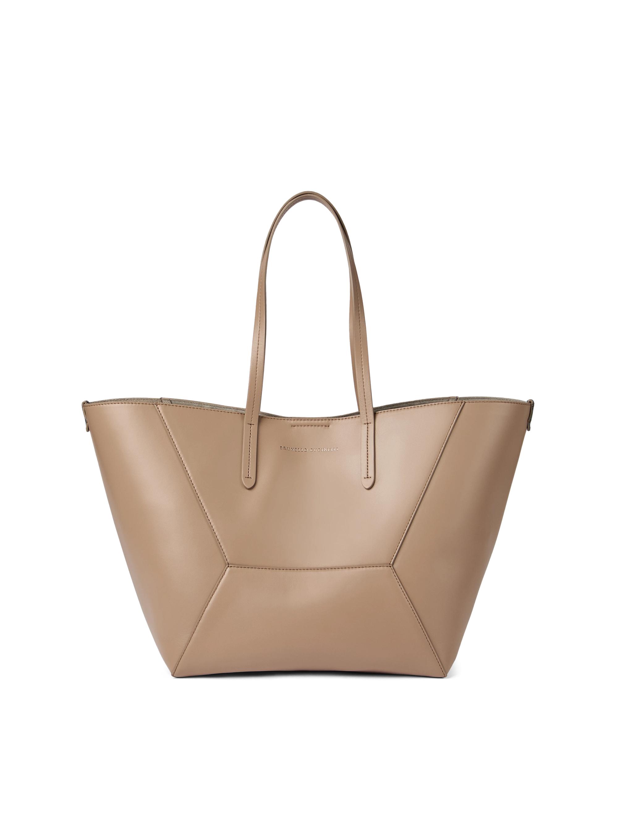 Brunello Cucinelli Duo Small Tote Bag in Calfskin with Monili