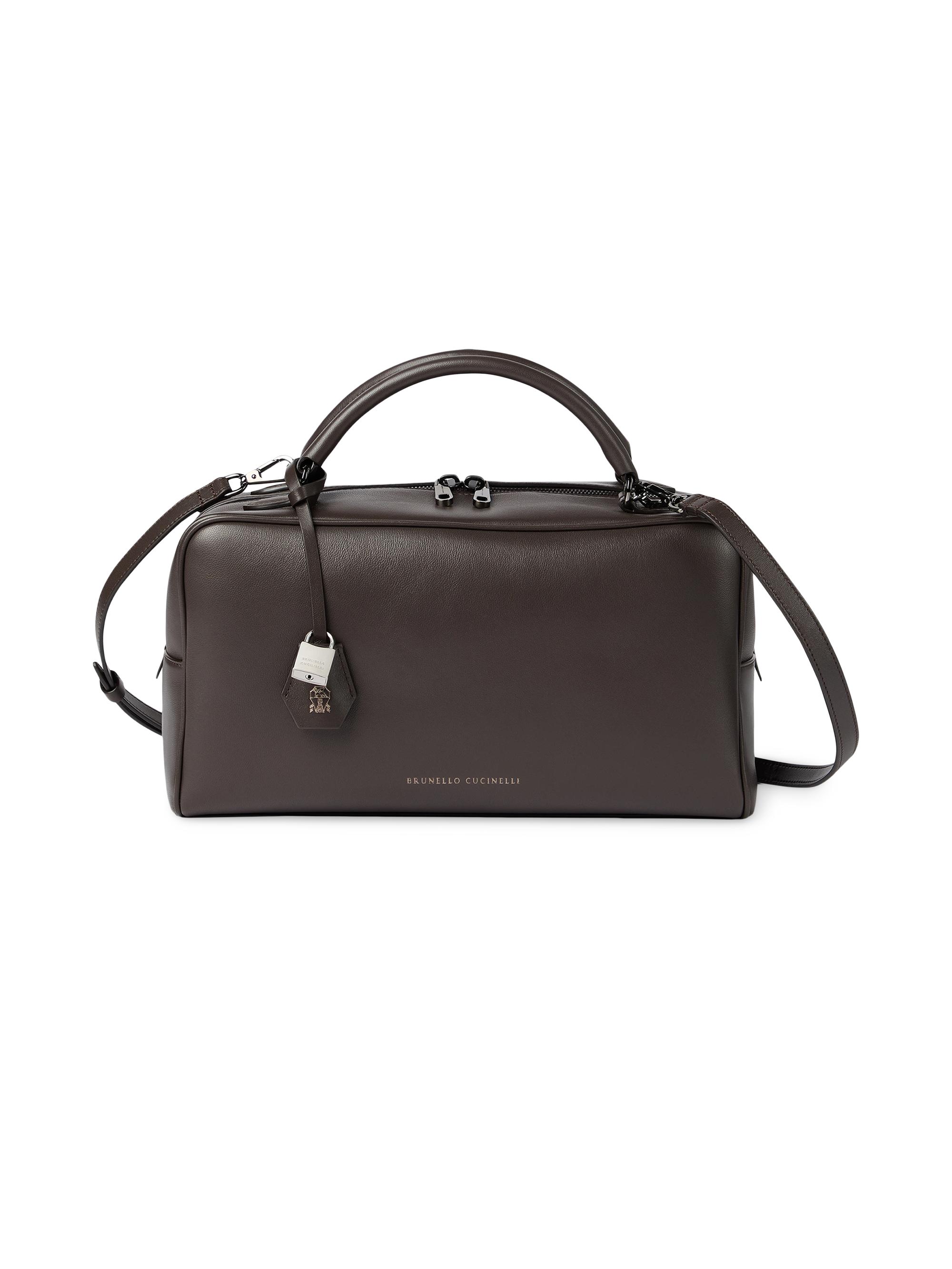 Brunello Cucinelli Explorer Small Boston Bag in Glossy Nappa