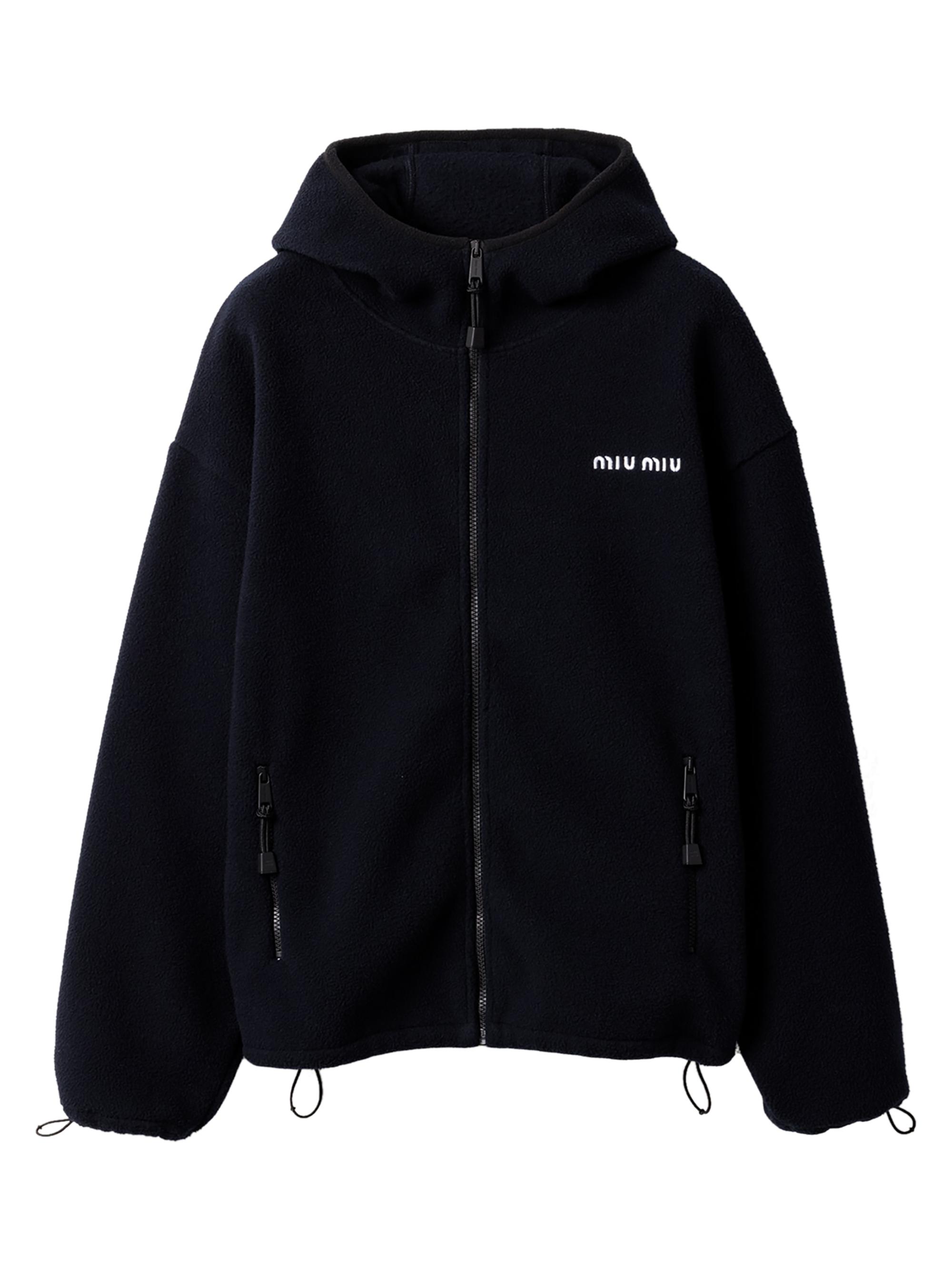 25ss miu miu シルク　ジップアップパーカー Miu Miu Cotton Fleece Zipper Hoodie | Saks Fifth Avenue
