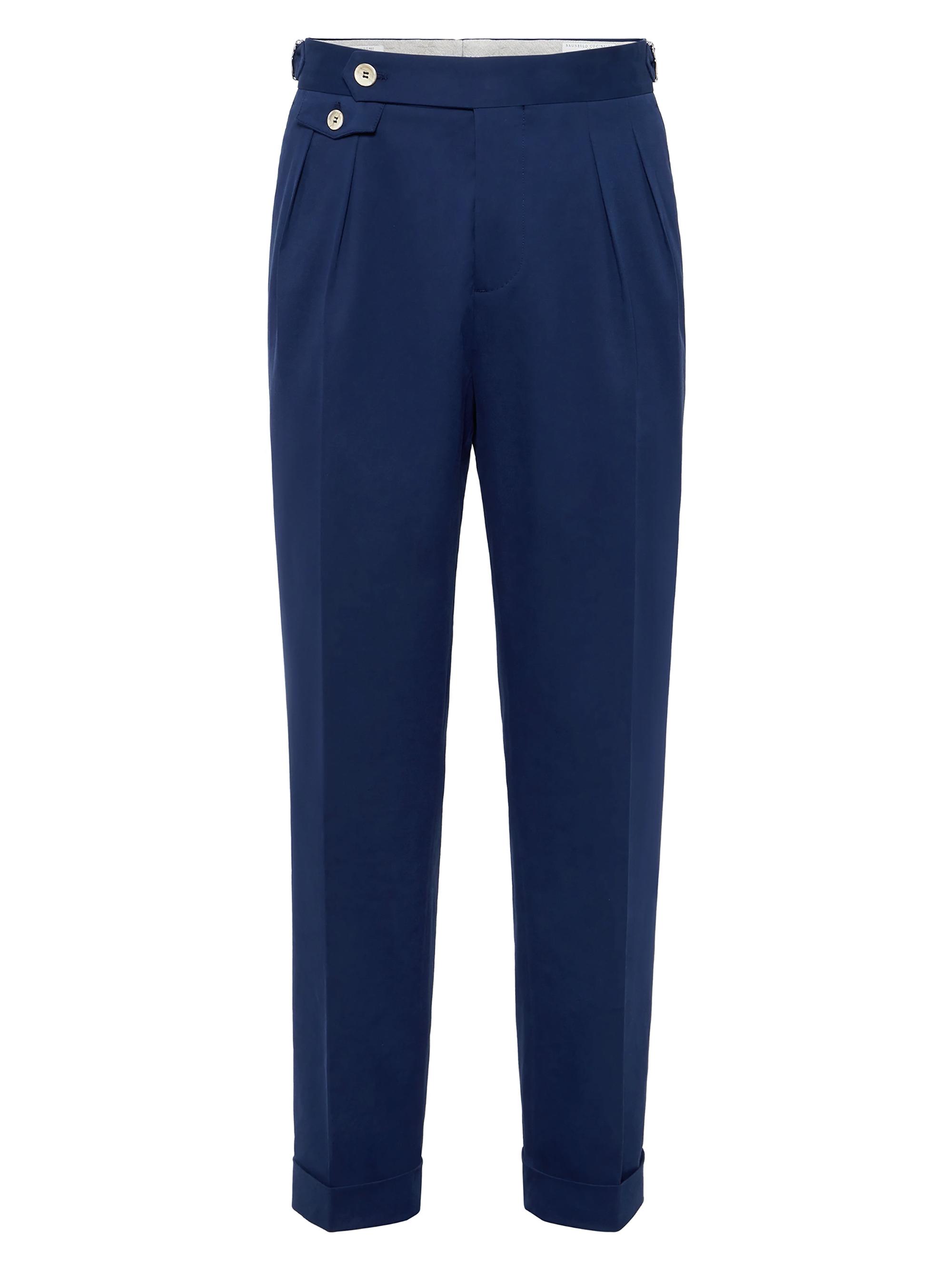 Brunello Cucinelli Men's Tailor Fit Trousers with Double Pleats and Waist Tabs - Lagoon