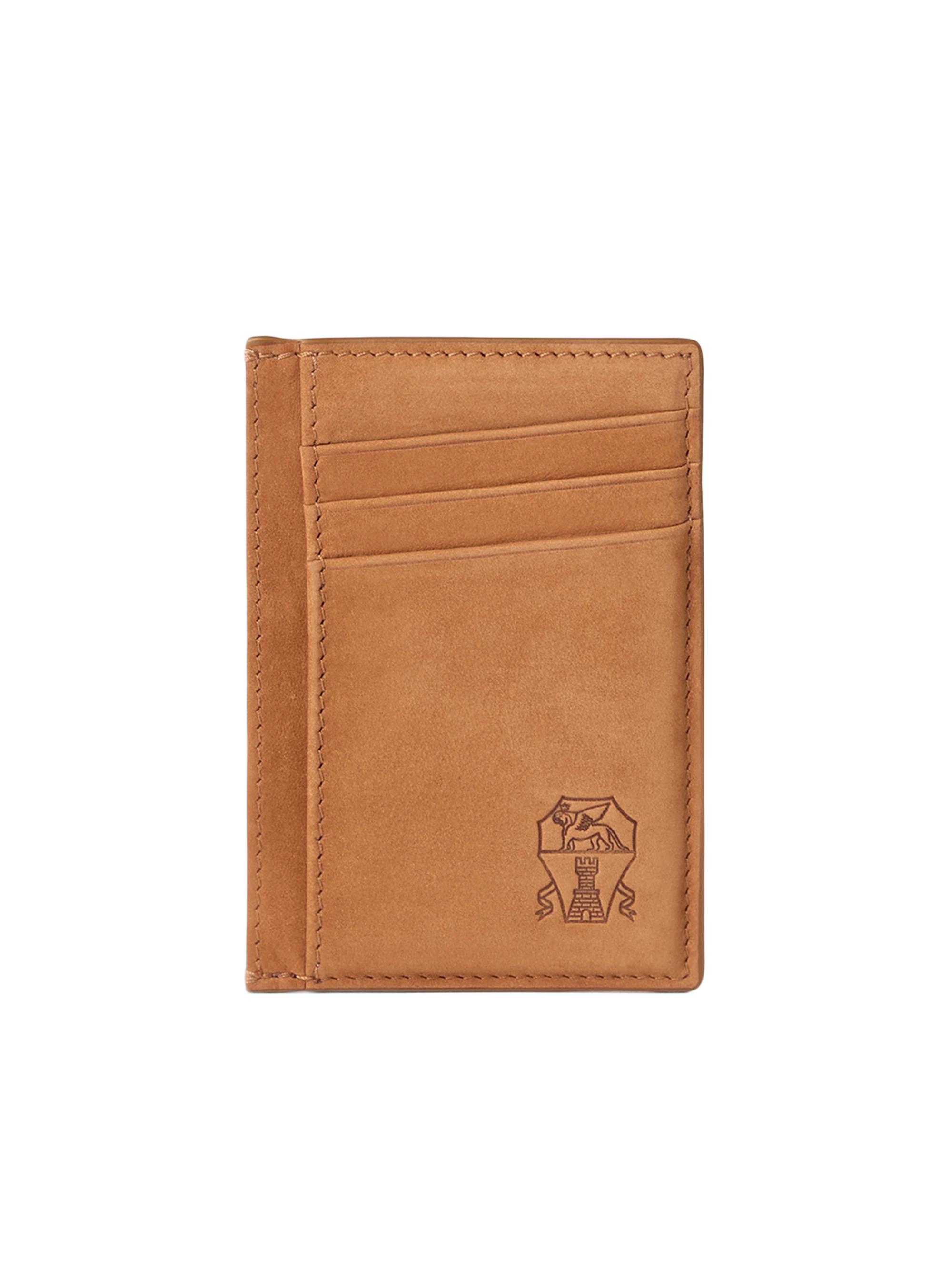 Brunello Cucinelli Men's Nubuck Card Holder - Natural Brown