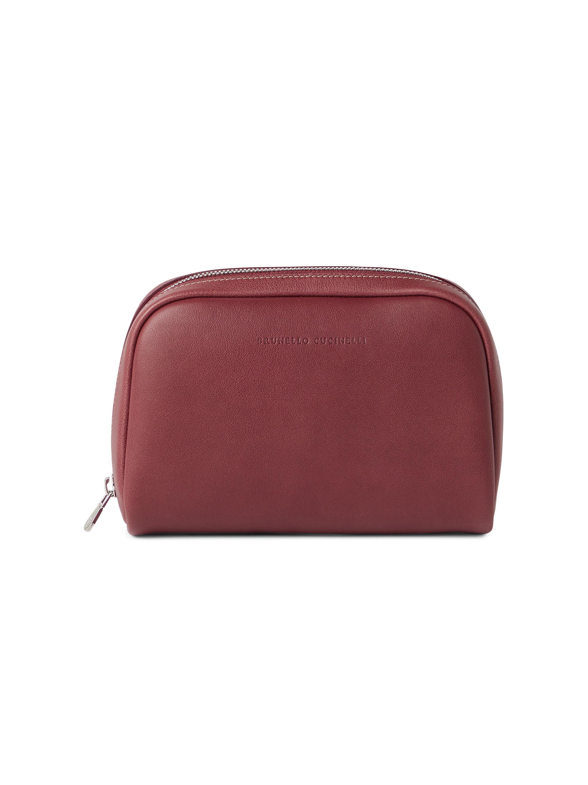 Brunello Cucinelli Calfskin Slim Beauty Case - Burgundy