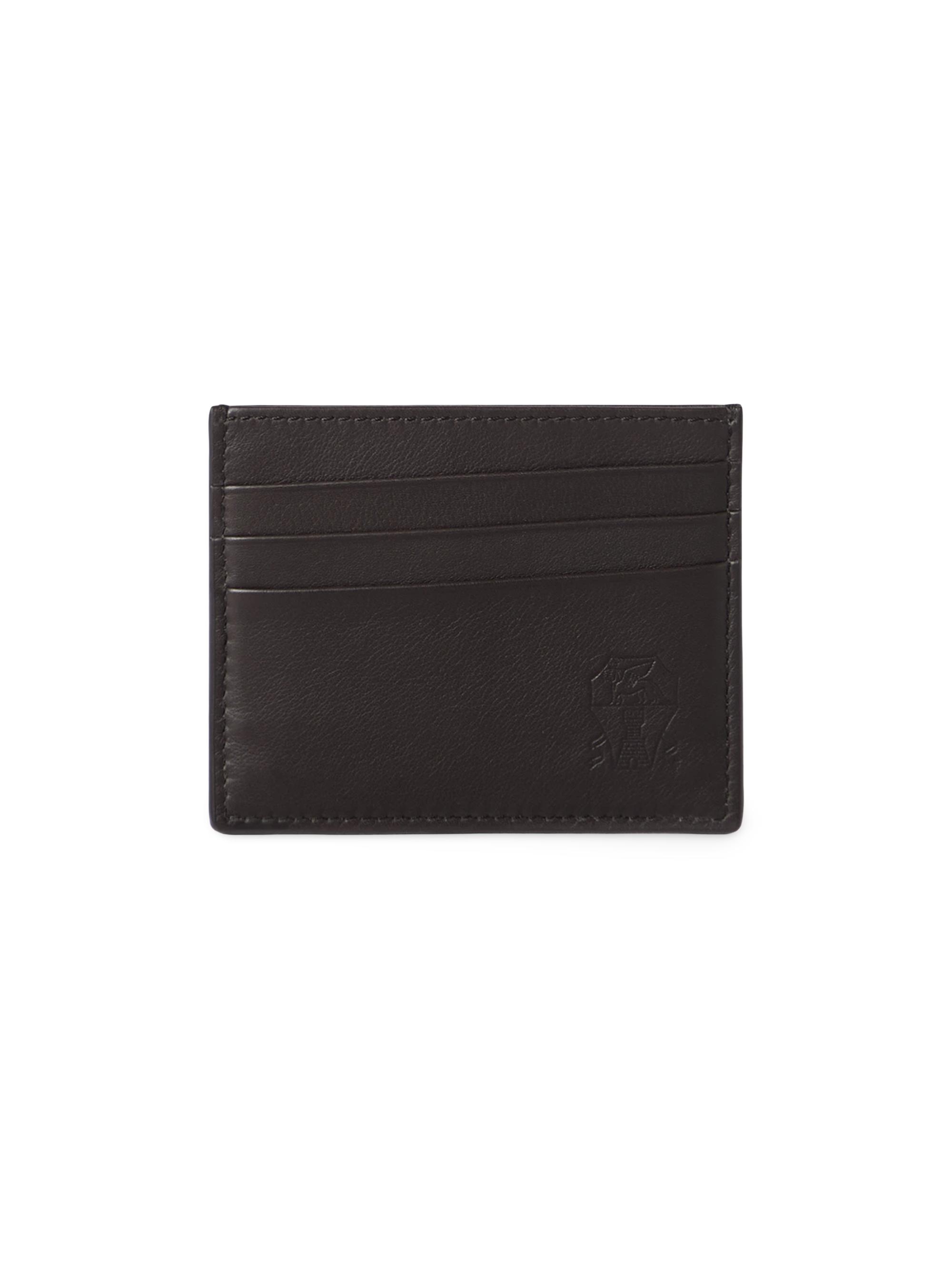 Brunello Cucinelli Men's Smooth Calfskin Card Holder - Rust Brown