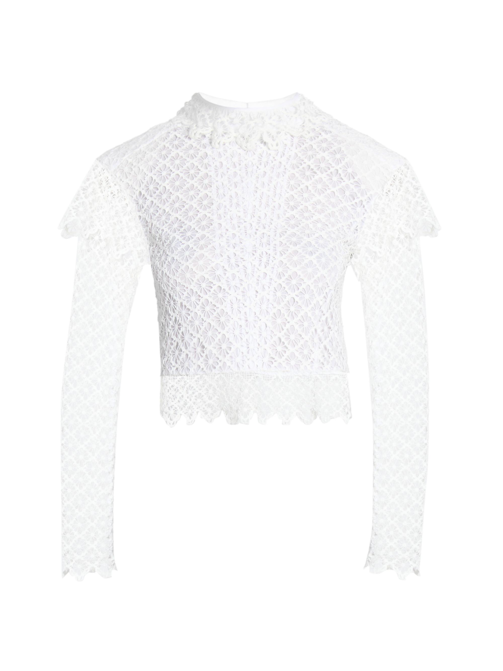 Isabel Marant Women's Ludivine Ruffle-Trim Lace Top - Ecru