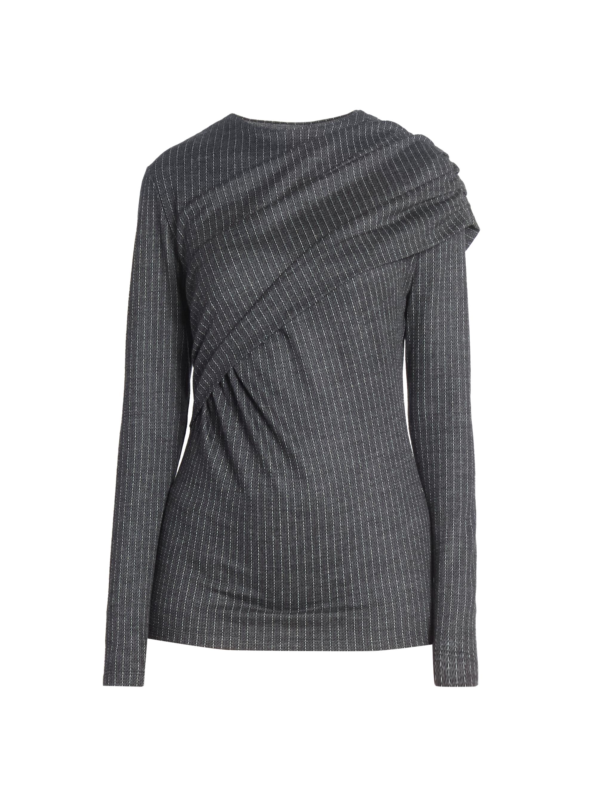 Isabel Marant Women's Asna Virgin Wool Pinstriped Draped Top - Anthracite