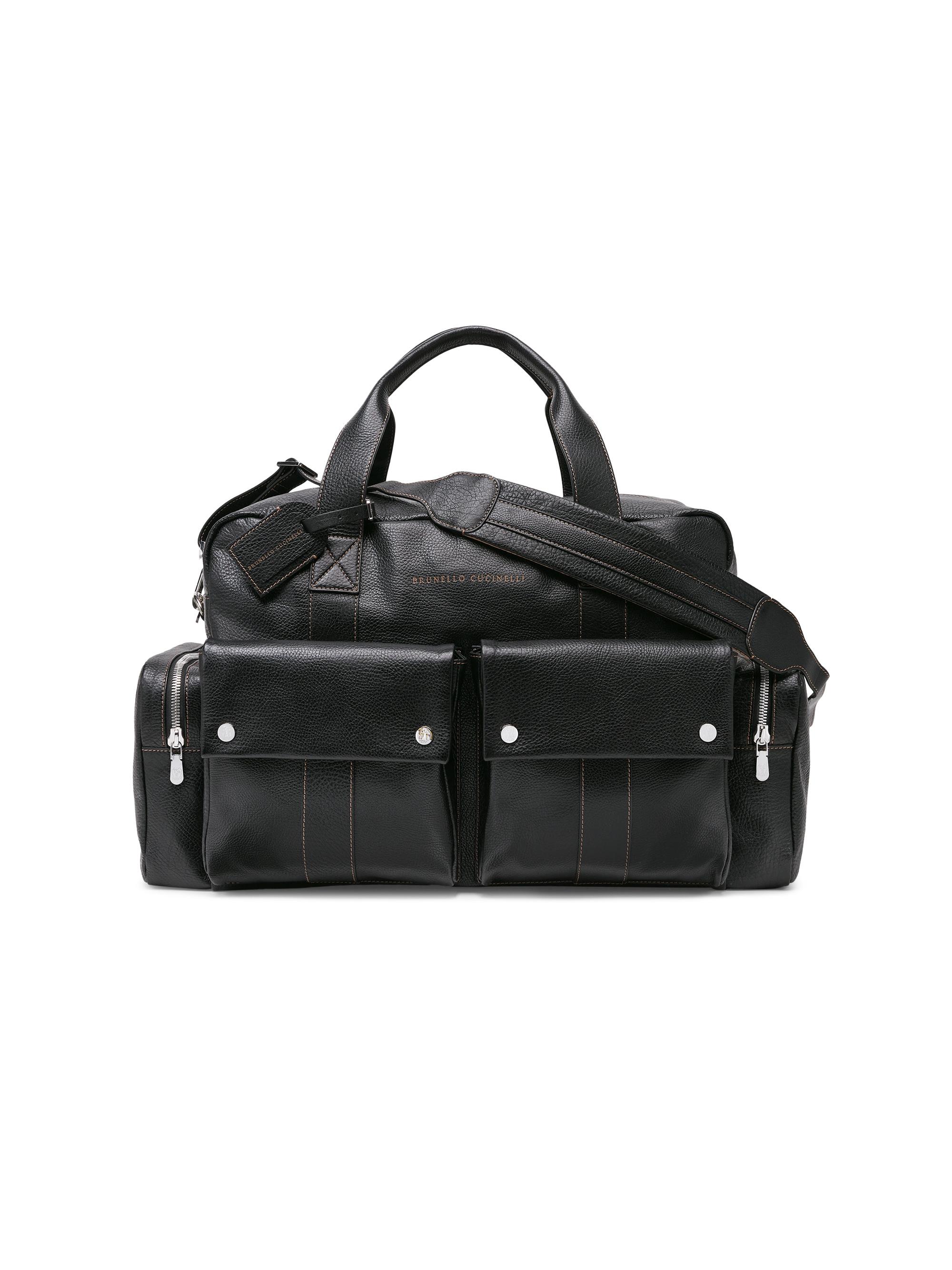 Brunello Cucinelli Men's Grained Calfskin Leisure Bag - Black