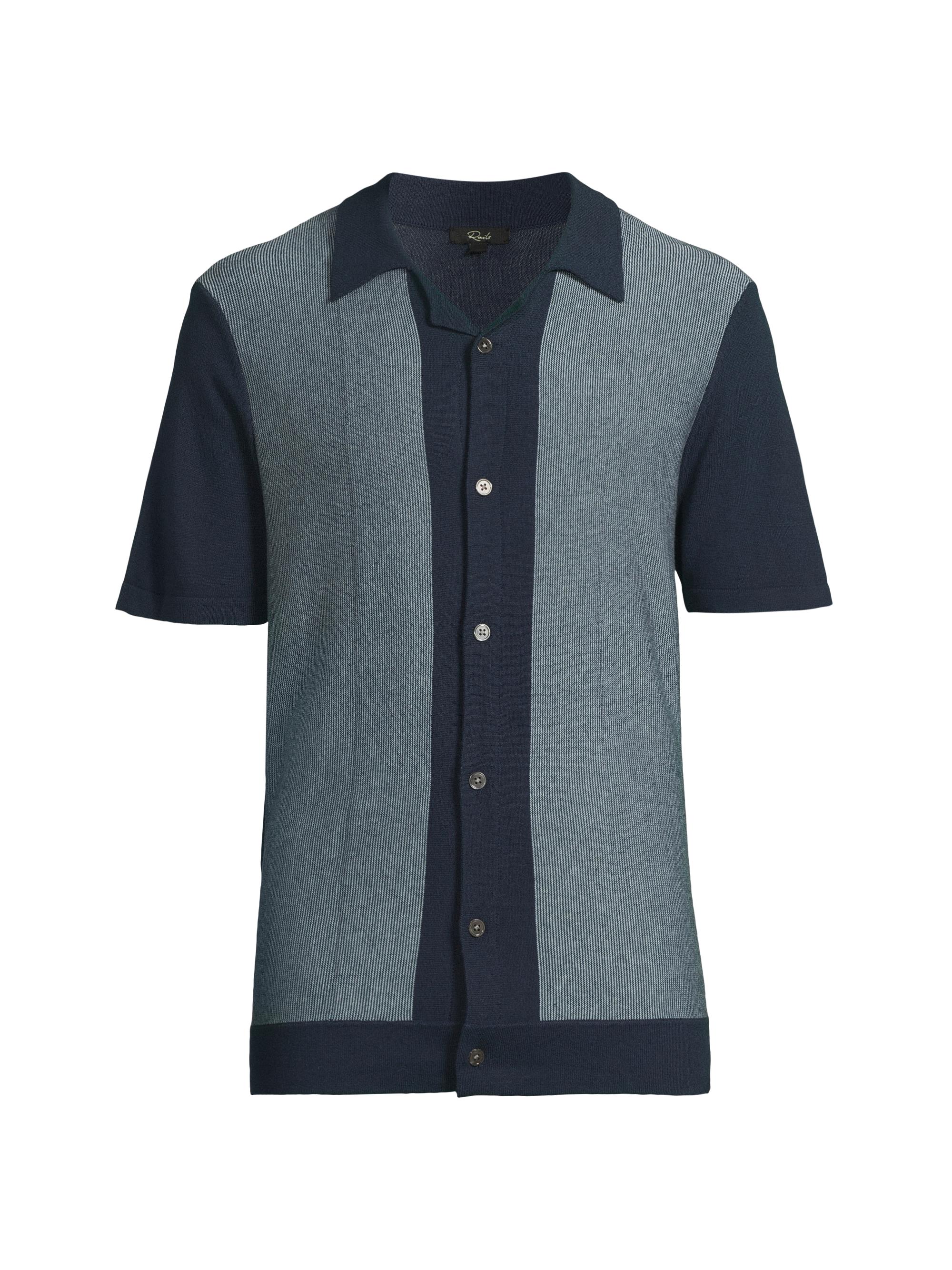 Rails Men's Silas Cotton-Blend Polo Shirt - Navy Lagoon Stripe