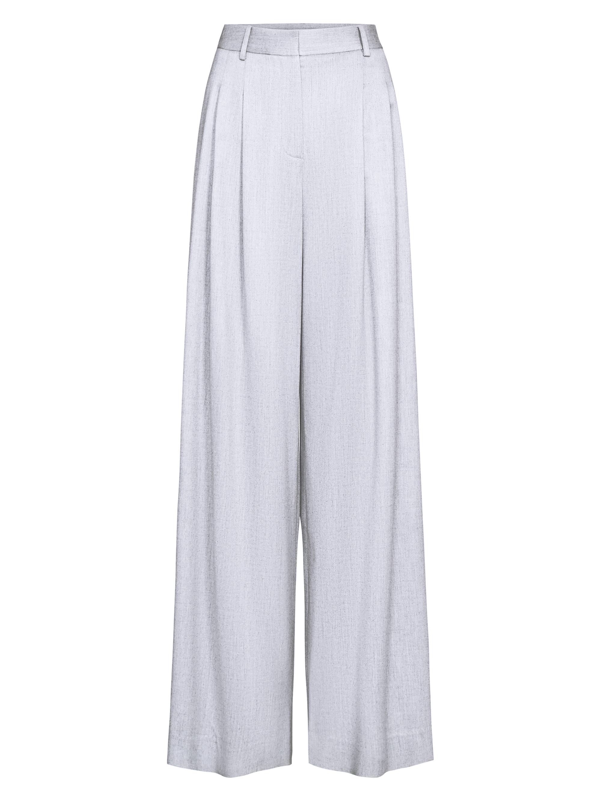 TWP Women's Avery Stretch-Wool Wide-Leg Pants - Light Heather Grey