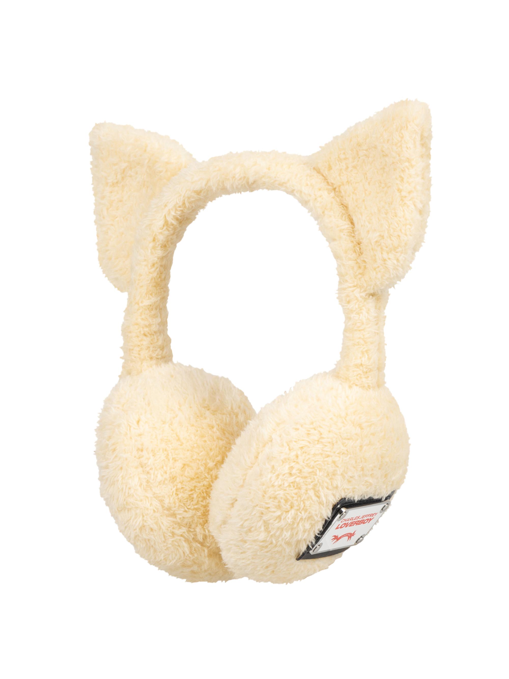 Charles Jeffrey Loverboy Men's Logo Faux-Fur Earmuffs - Ecru