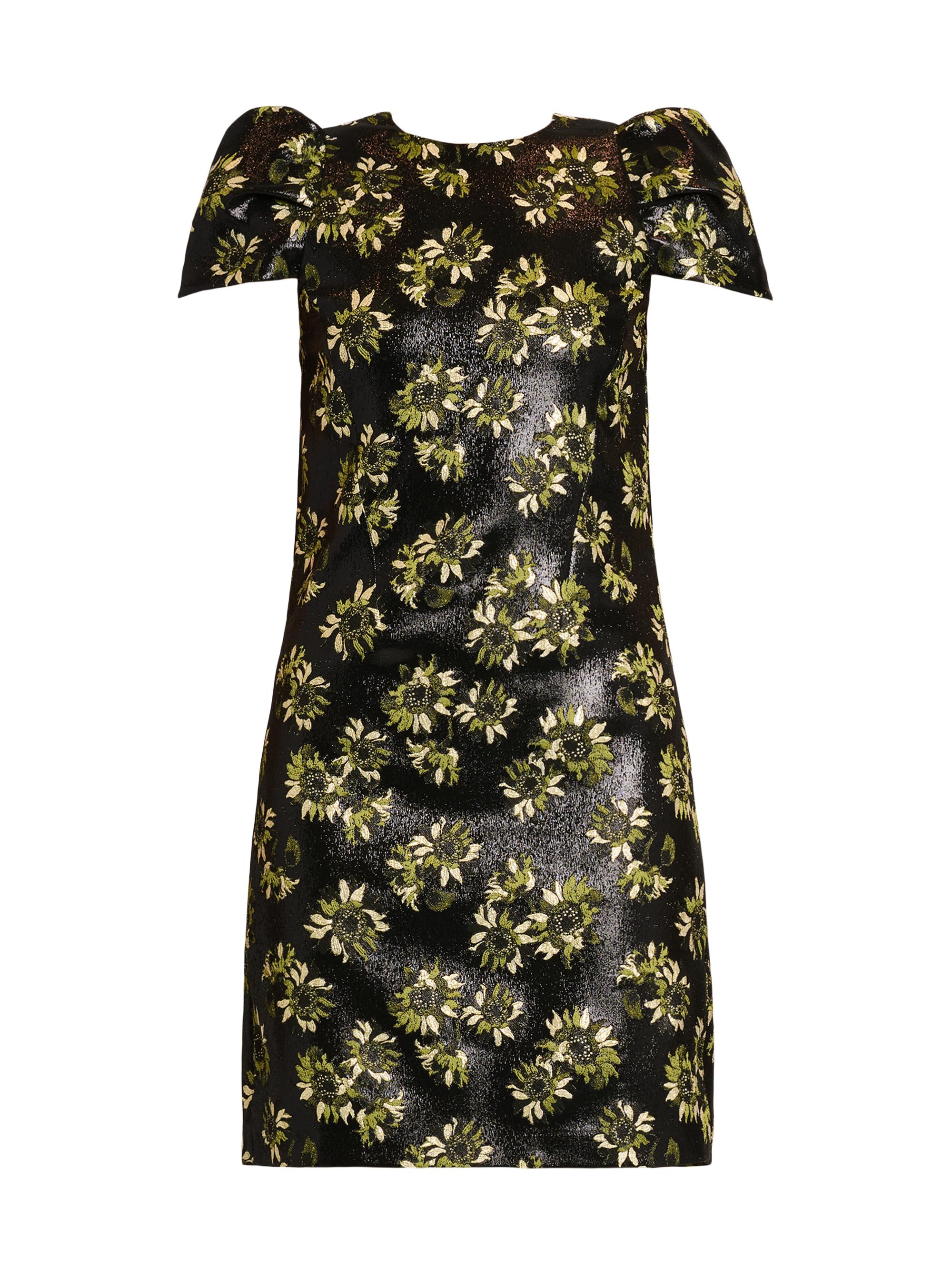 McQueen Women's Lacquered Sunflower Jacquard Day Dress - Black