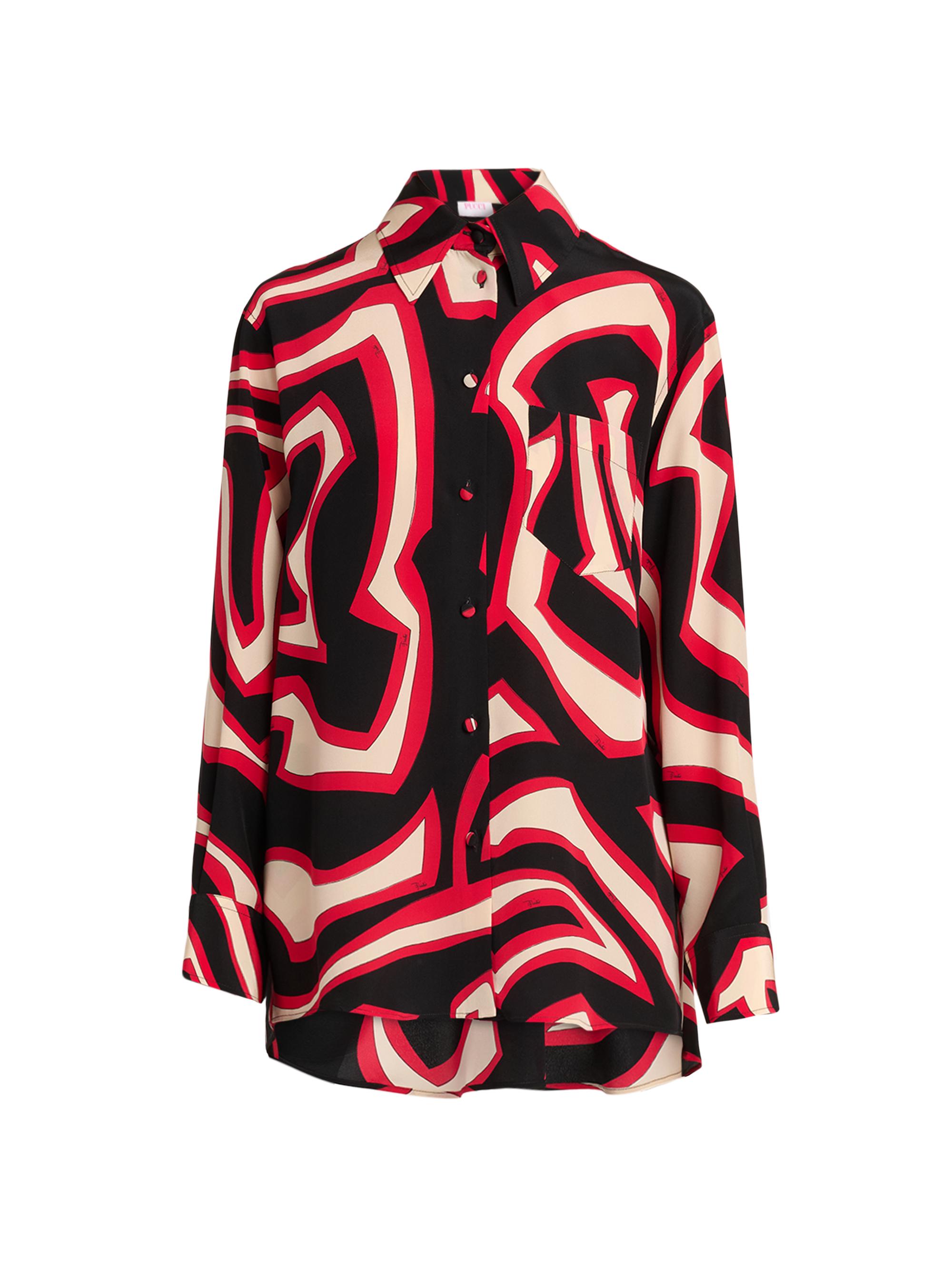 Pucci Women's Passepartout Silk Crêpe De Chine Oversized Shirt - Gold Red