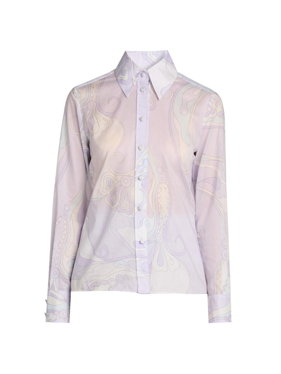 Pucci Women's Passepartout Cotton Muslin Slim-fit Shirt In Purple