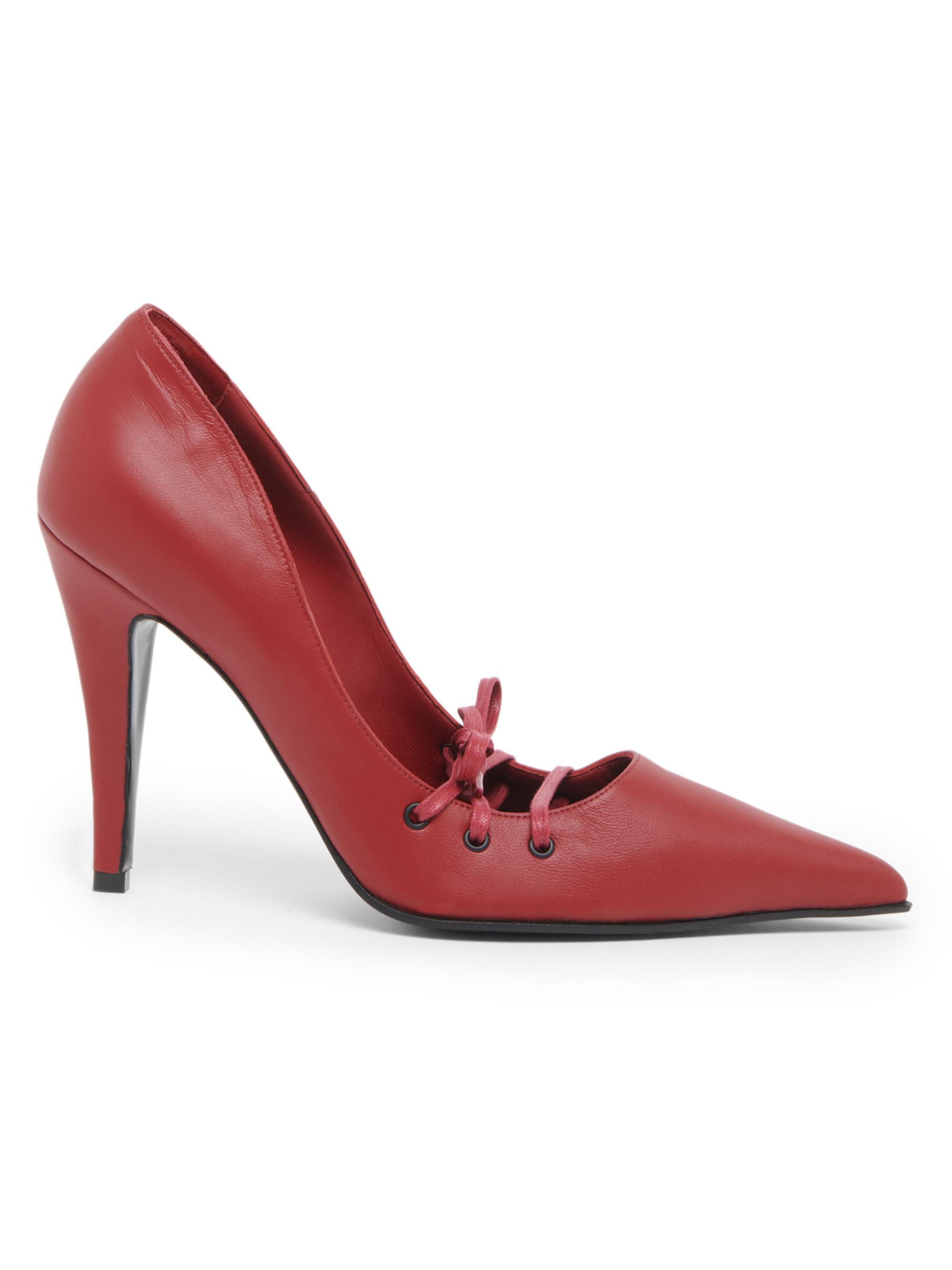 McQueen Women's Corset 100MM Leather Pumps - Crimson