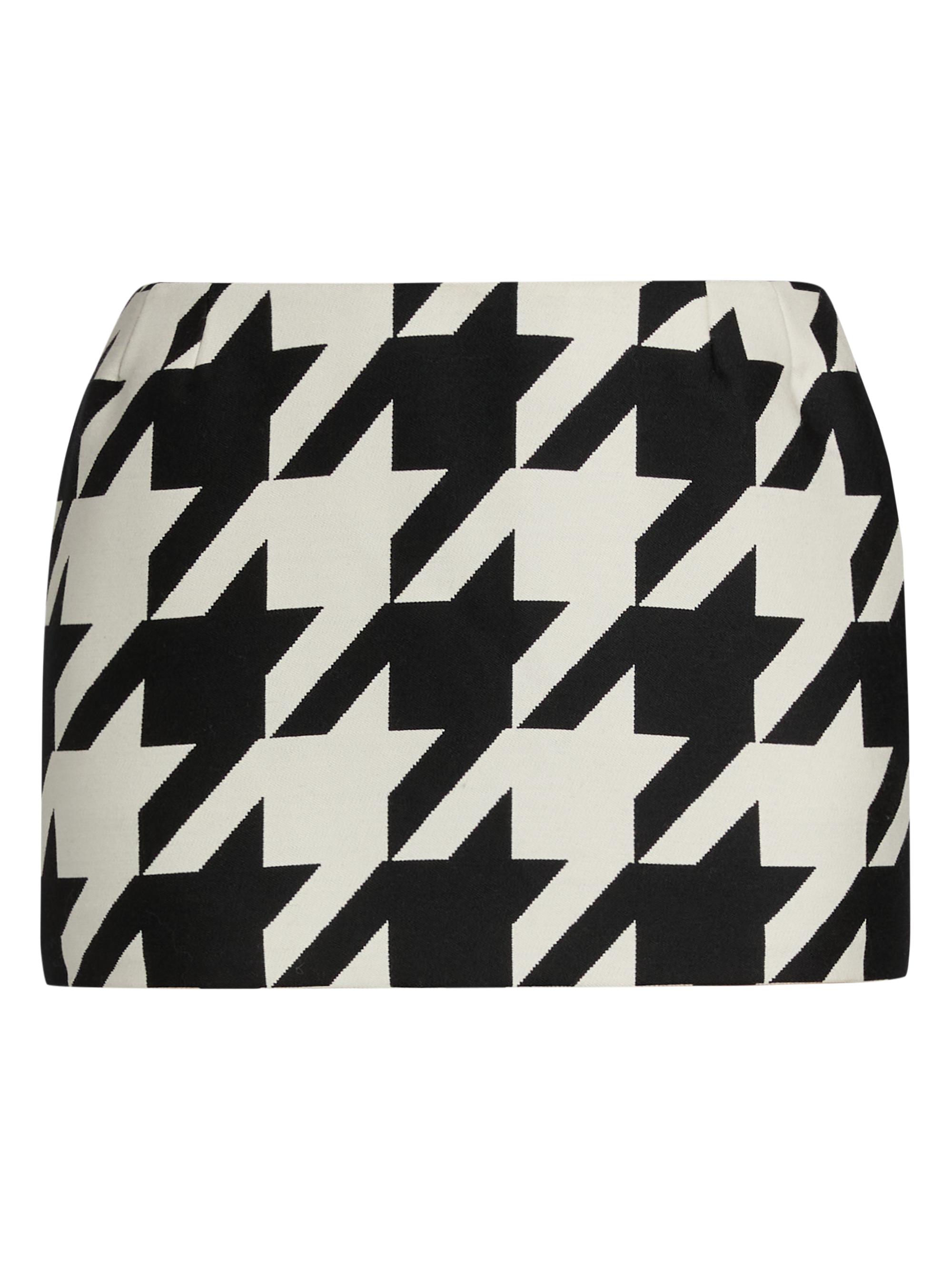 LaQuan Smith Women's Houndstooth Low-Rise Miniskirt - Black White