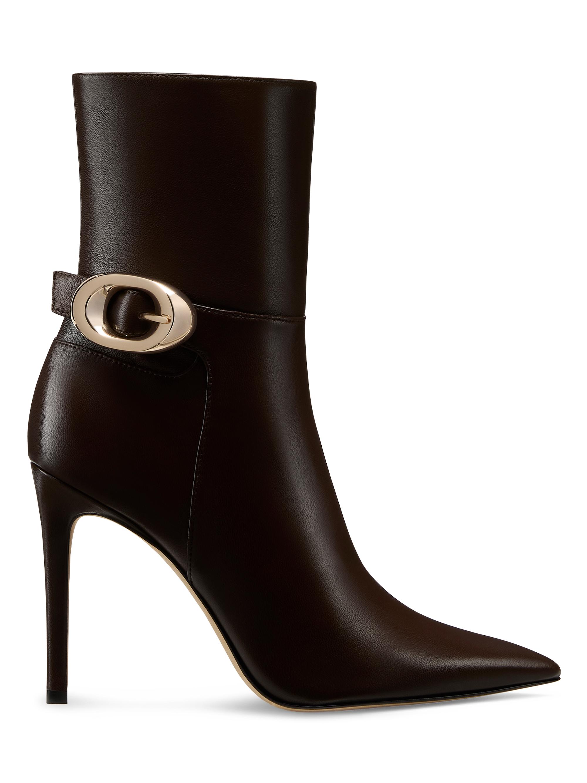 Stuart Weitzman Women's Stuart Power 100MM Buckle-Detail Leather Booties - Black