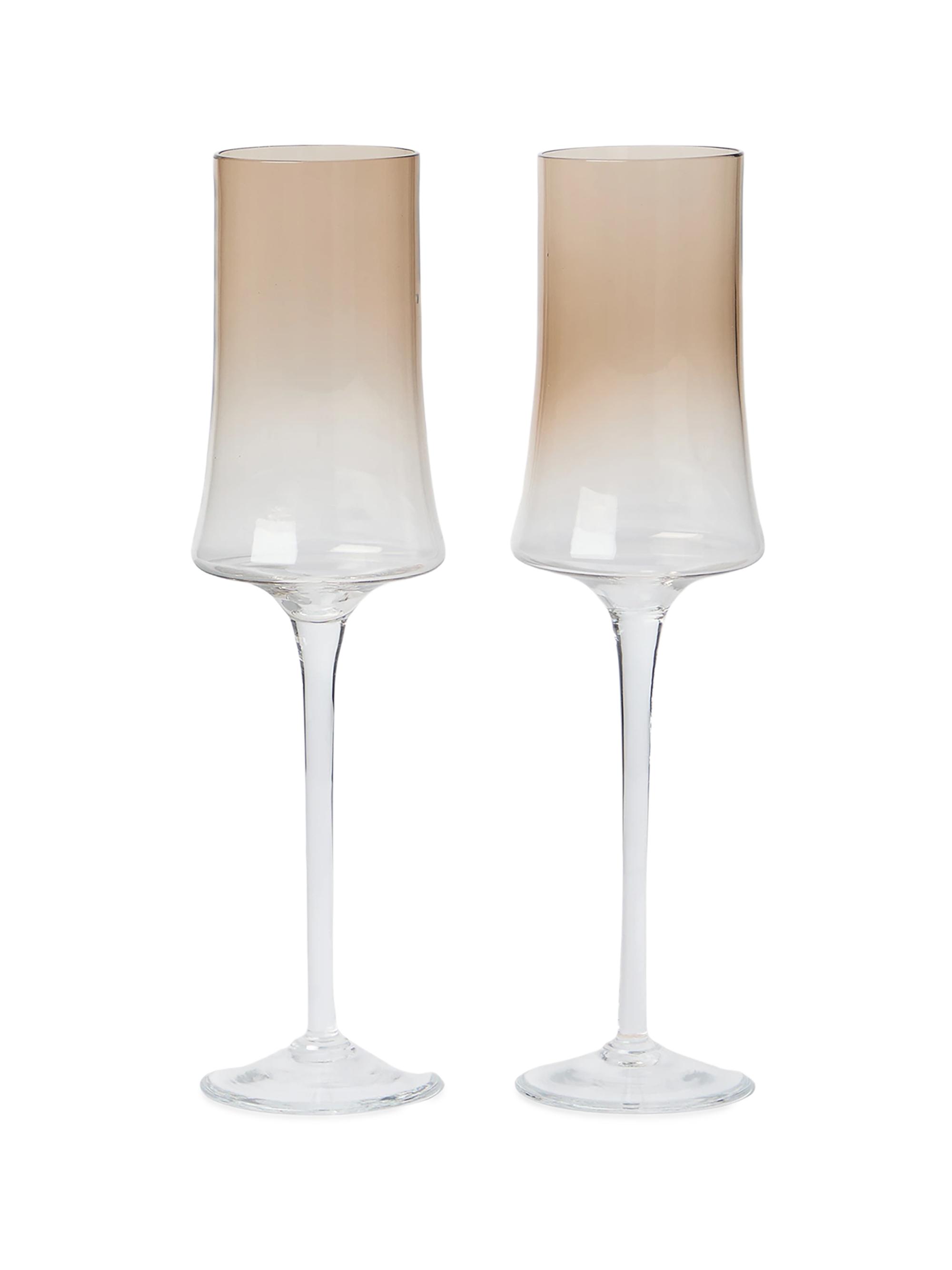 Brunello Cucinelli Pair of Murano Glass Flutes - Natural