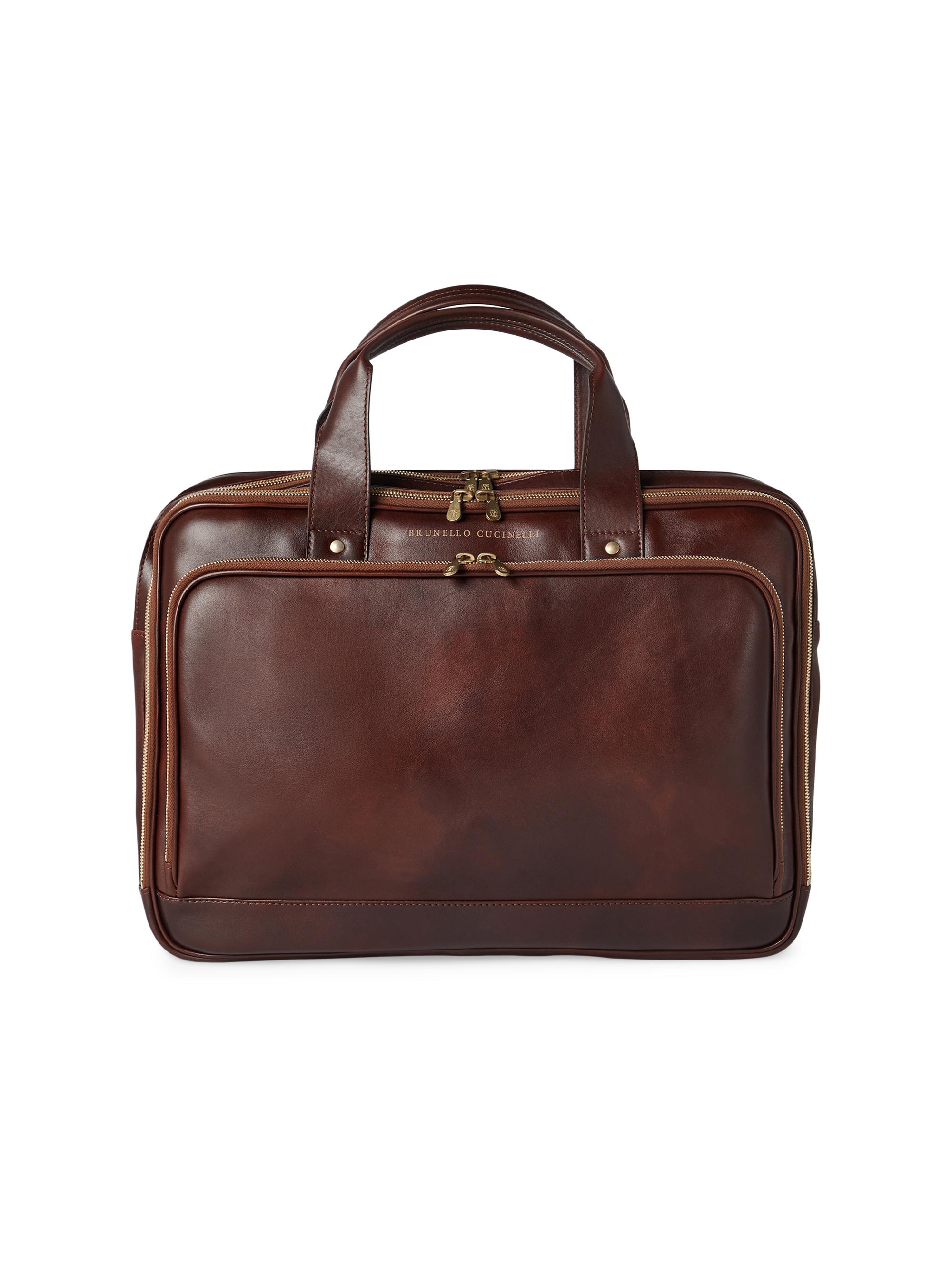 Brunello Cucinelli Calfskin Briefcase with Zipper | Saks Fifth Avenue