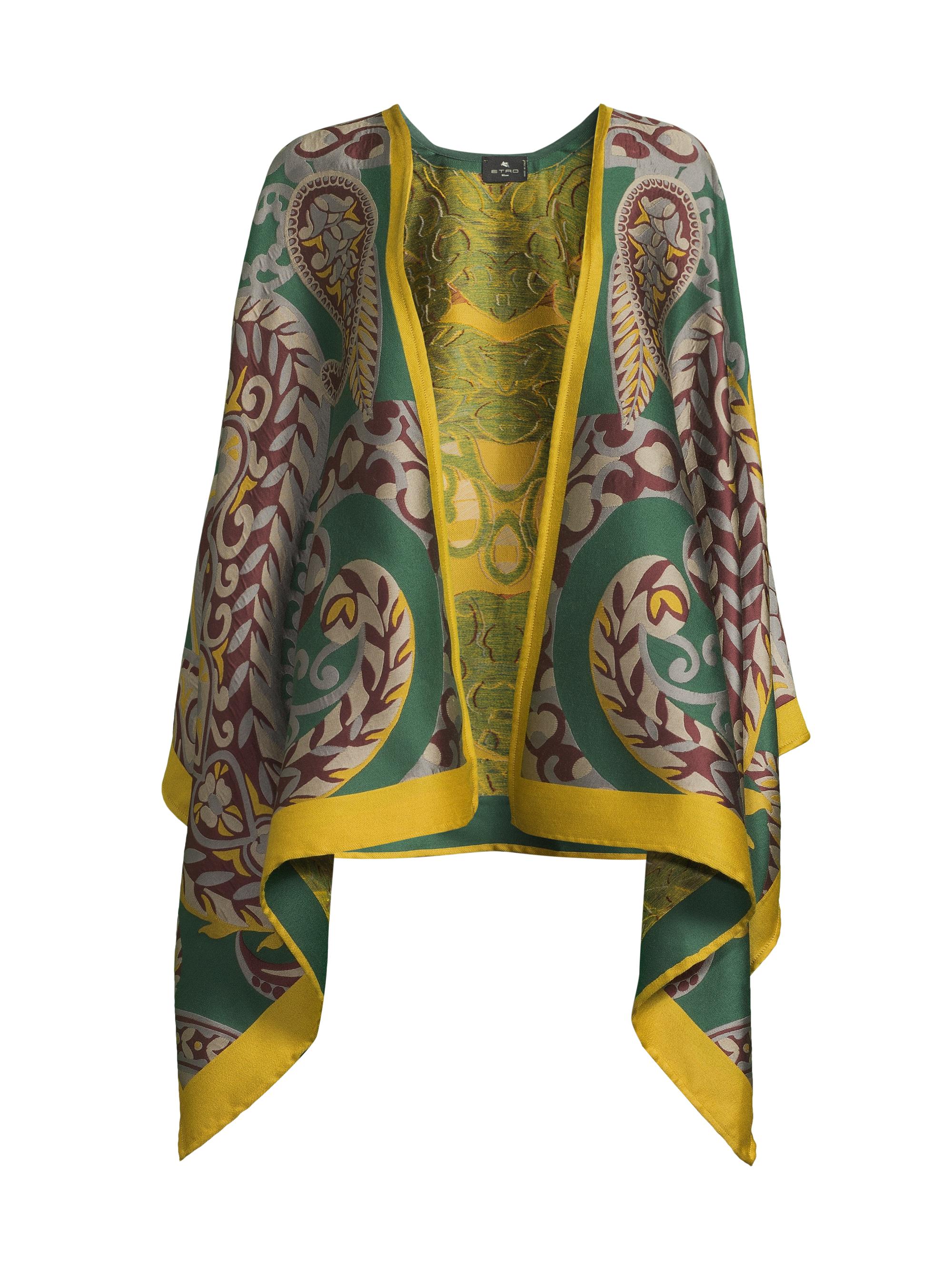 Etro Women's Jacquard Wool-Blend Cape - Stampa F Do Verde