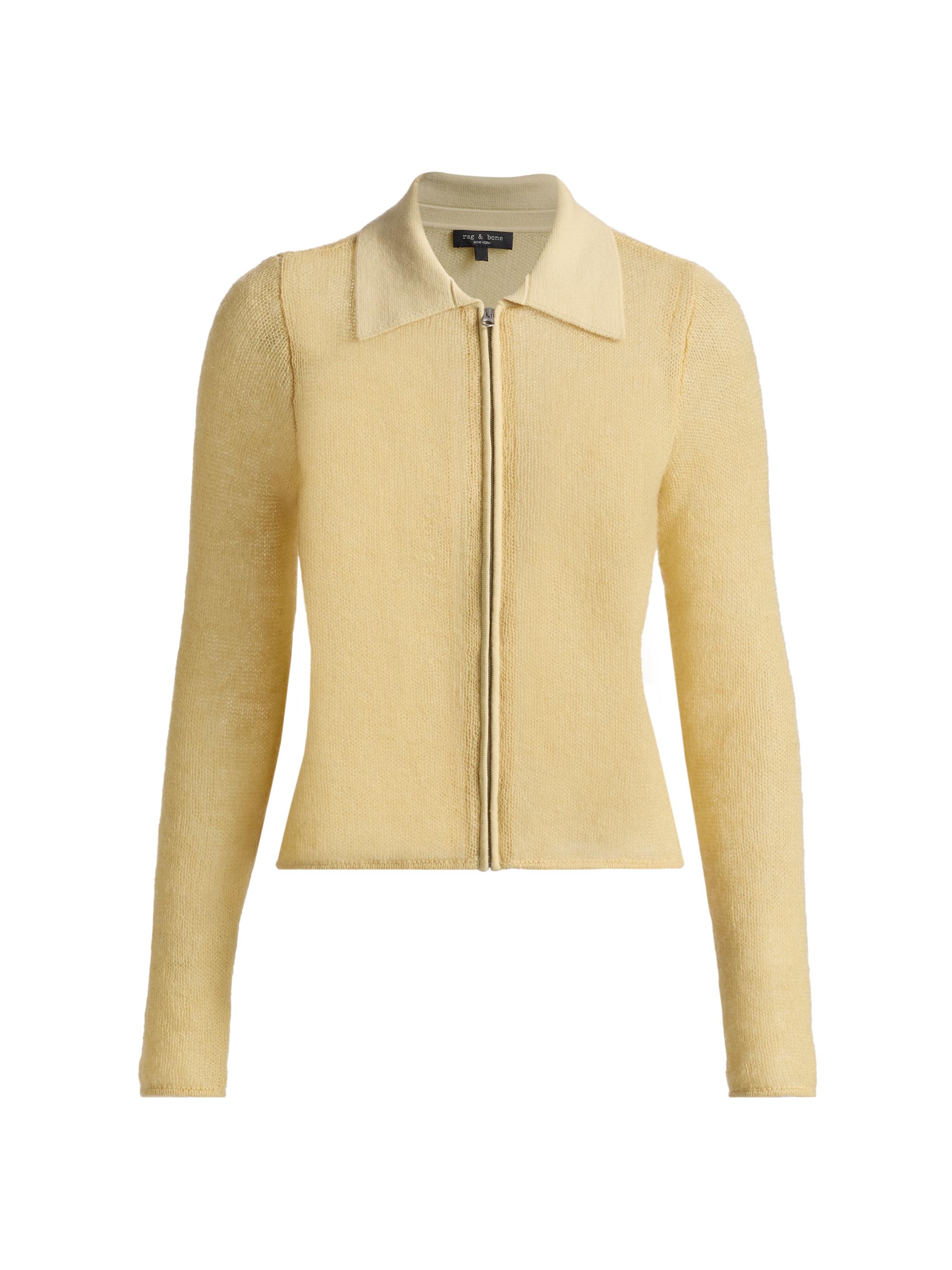 rag & bone Women's Leva Zip-Front Polo Sweater - Butter