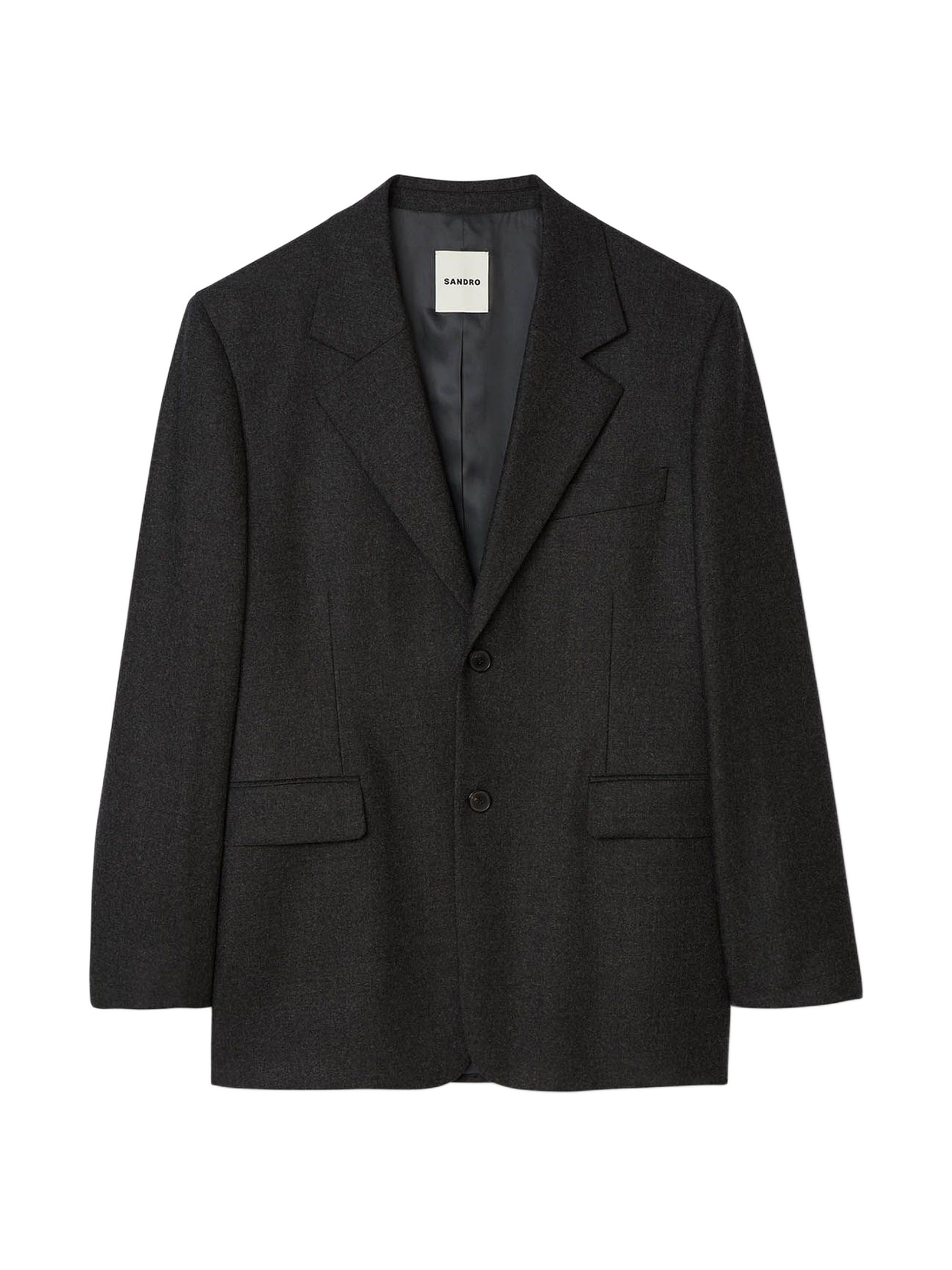 Sandro Men's Wool Suit Jacket - Heather Charcoal
