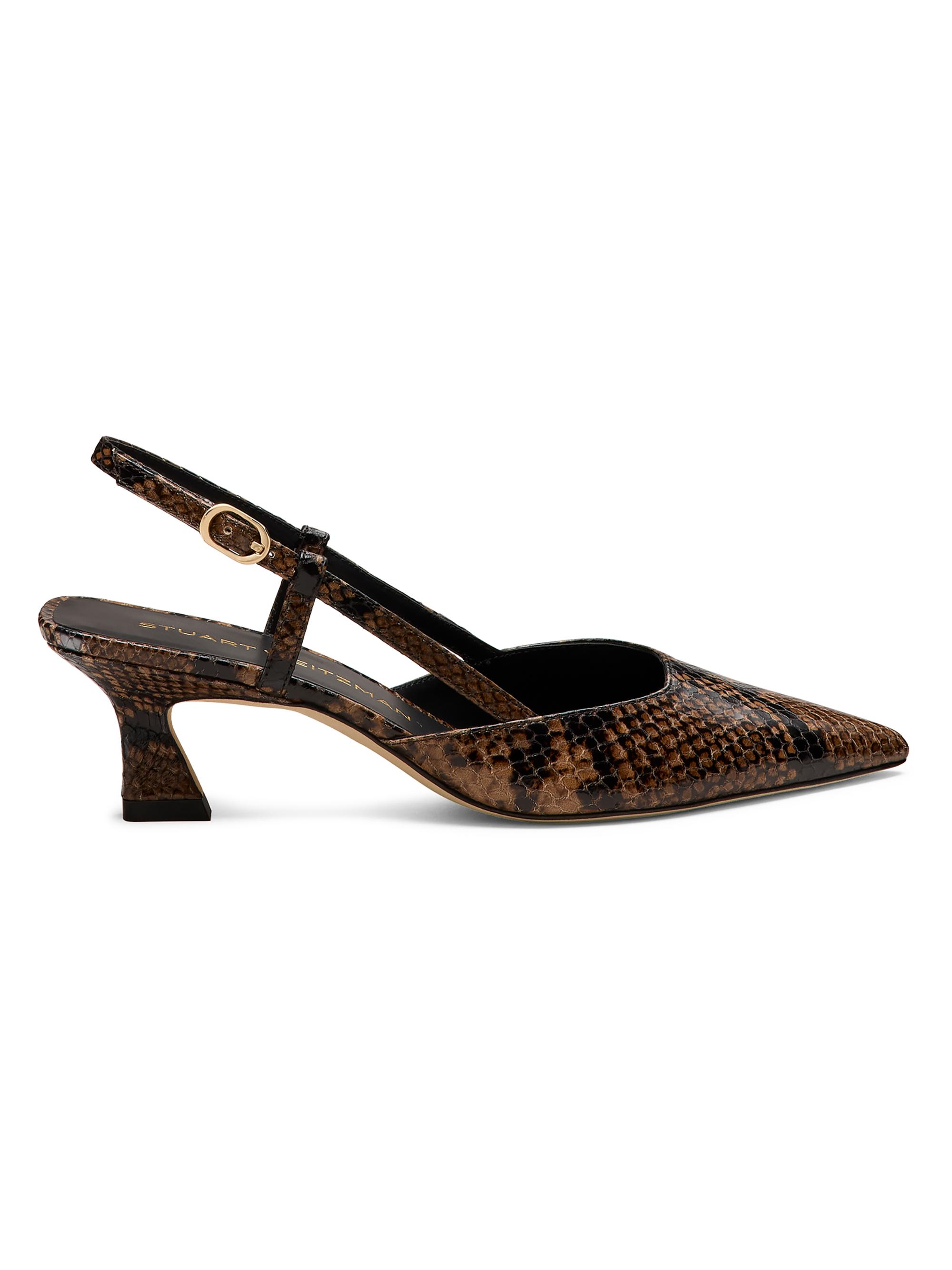 Stuart Weitzman Women's Vinnie 50MM Snakeskin Embossed Leather Pumps - Espresso