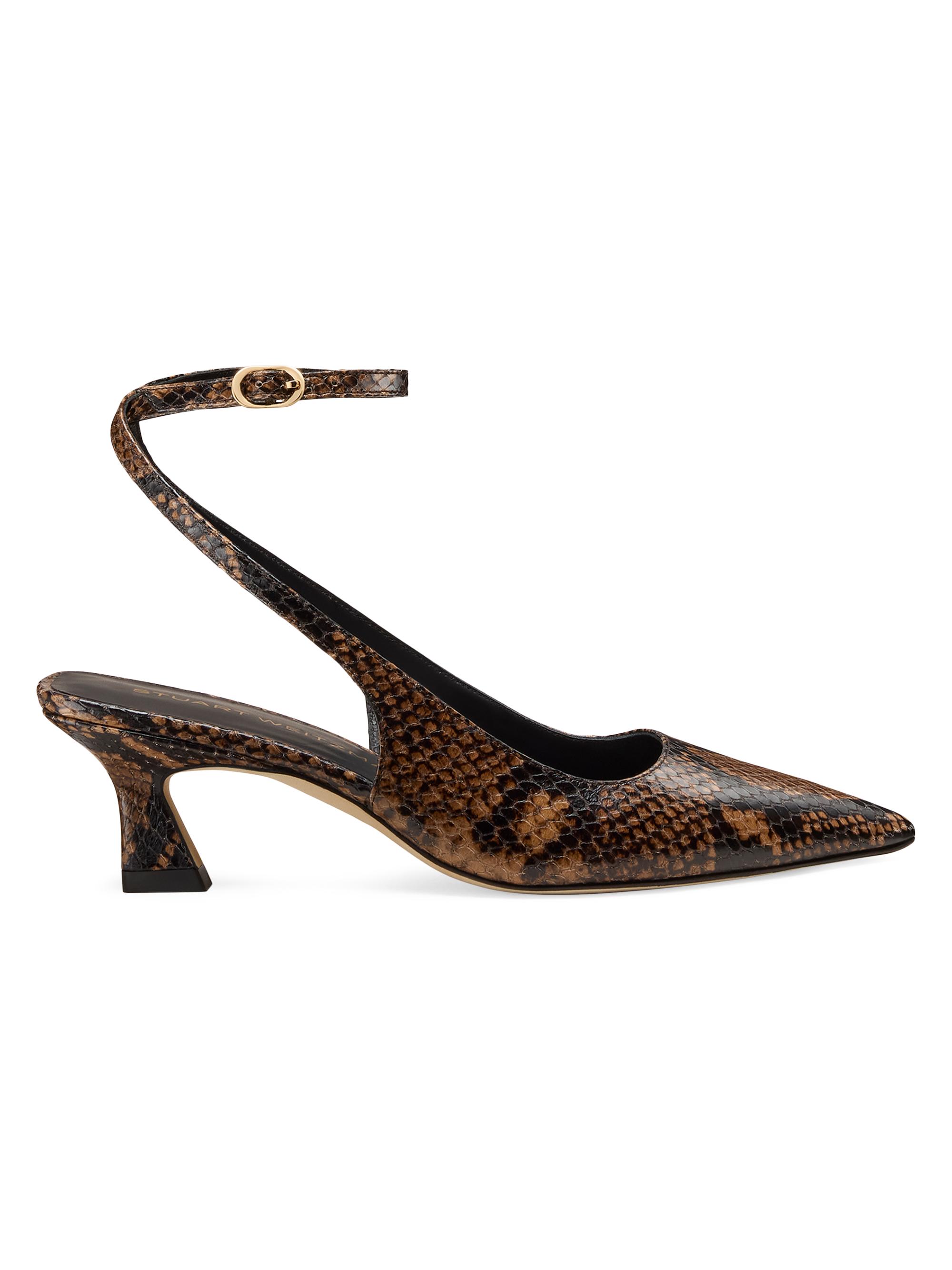 Stuart Weitzman Women's Vinnie 50MM Snakeskin-Embossed Leather Pumps - Espresso