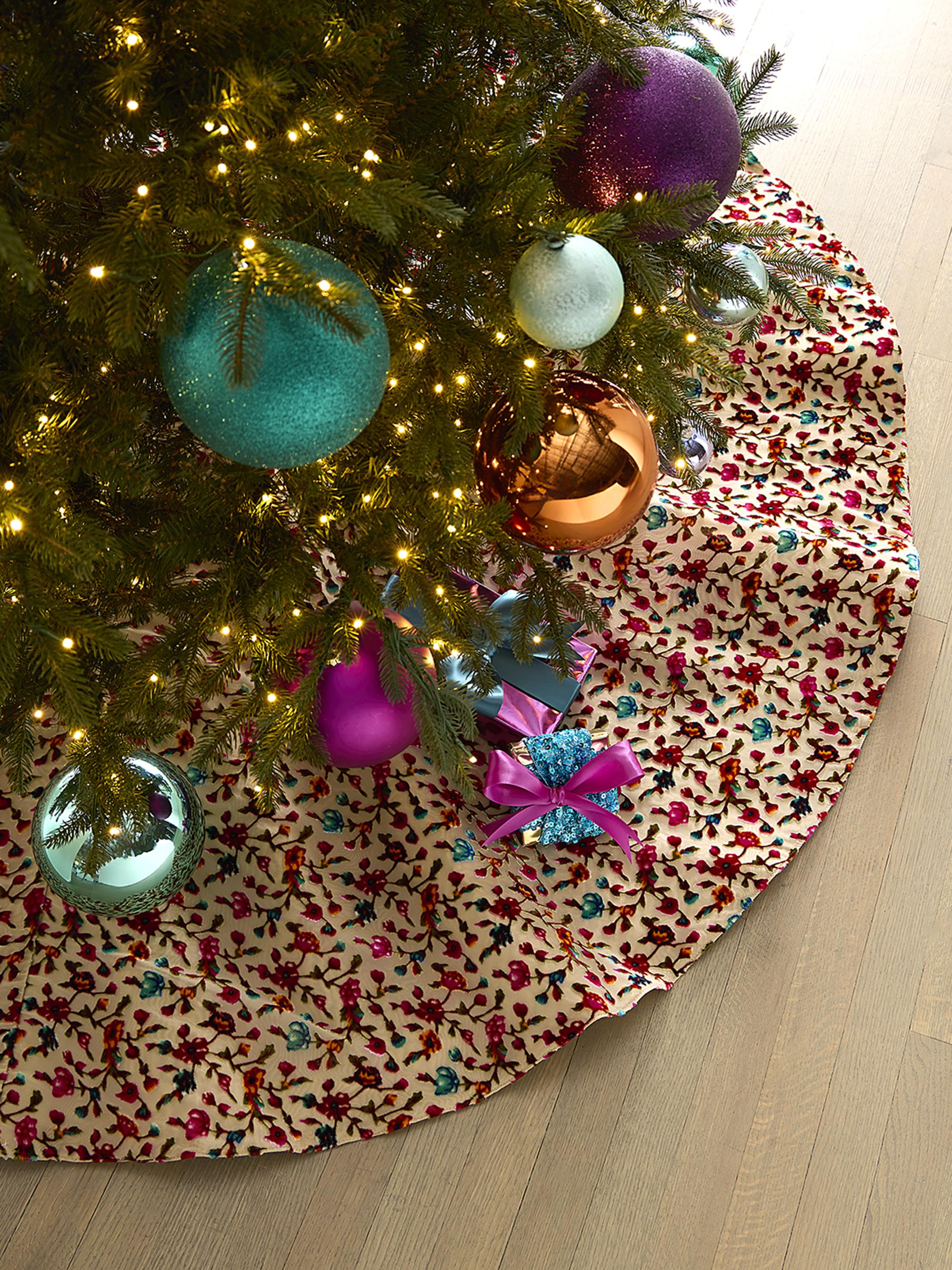 D. Stevens Floral Burnout Velvet Tree Skirt