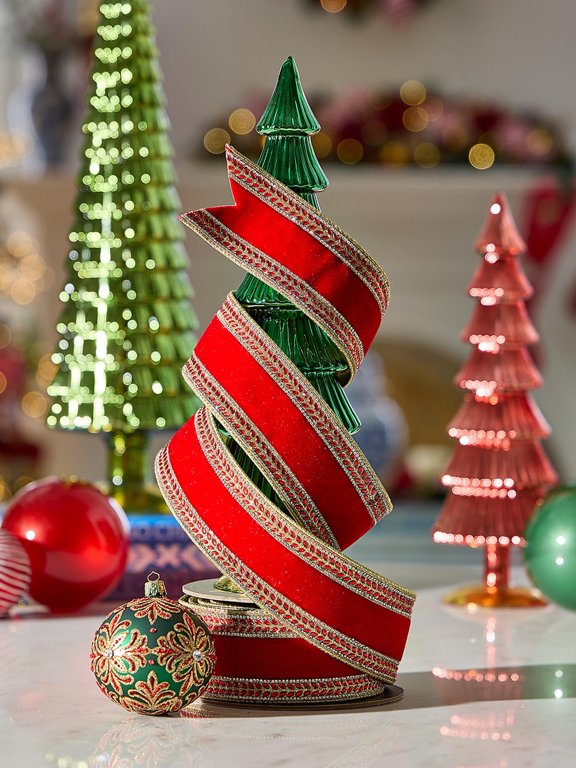 D. Stevens Crystal-Trim Velvet Ribbon