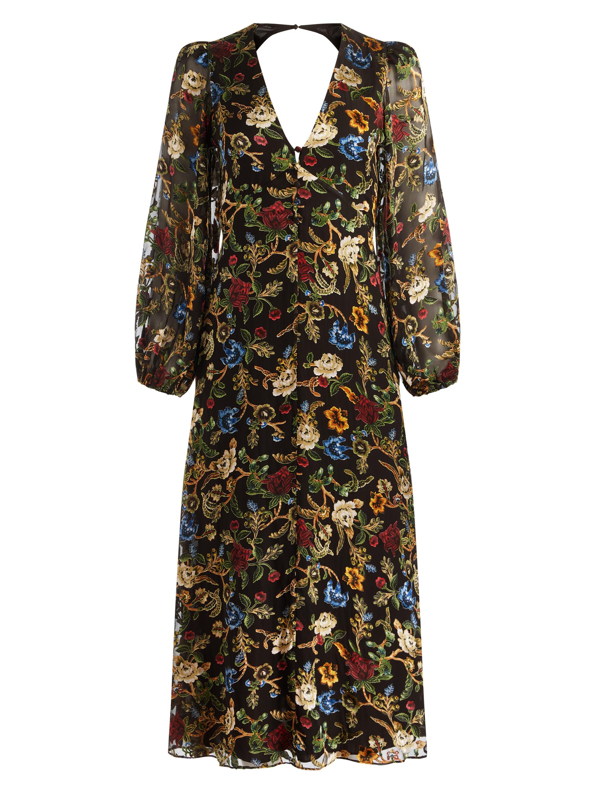 belted floral midi dress Black Floral Belted Midi Dress – Modern Millie