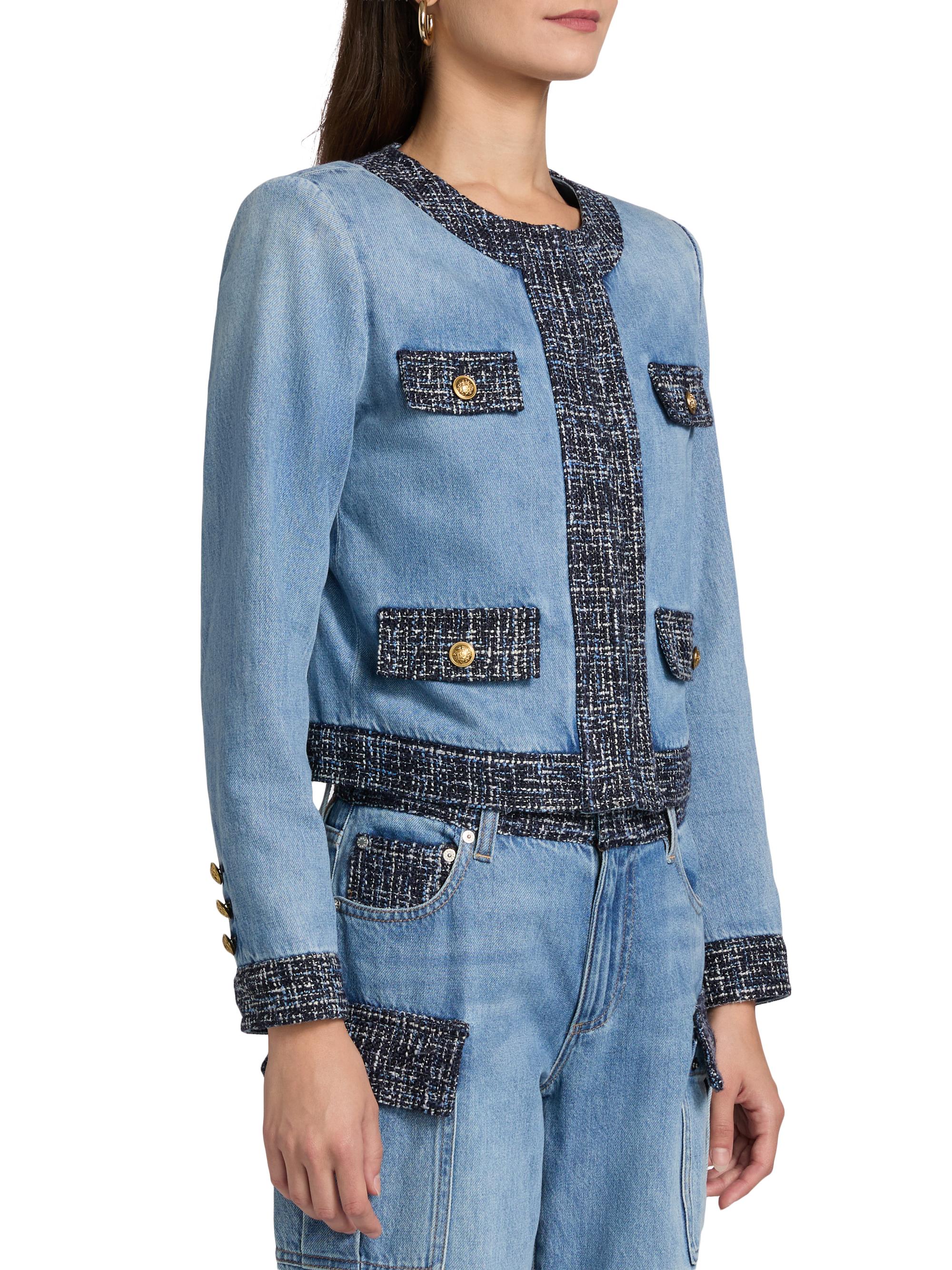 ALICE + OLIVIA Landon Denim Cropped Jacket | Saks Fifth Avenue