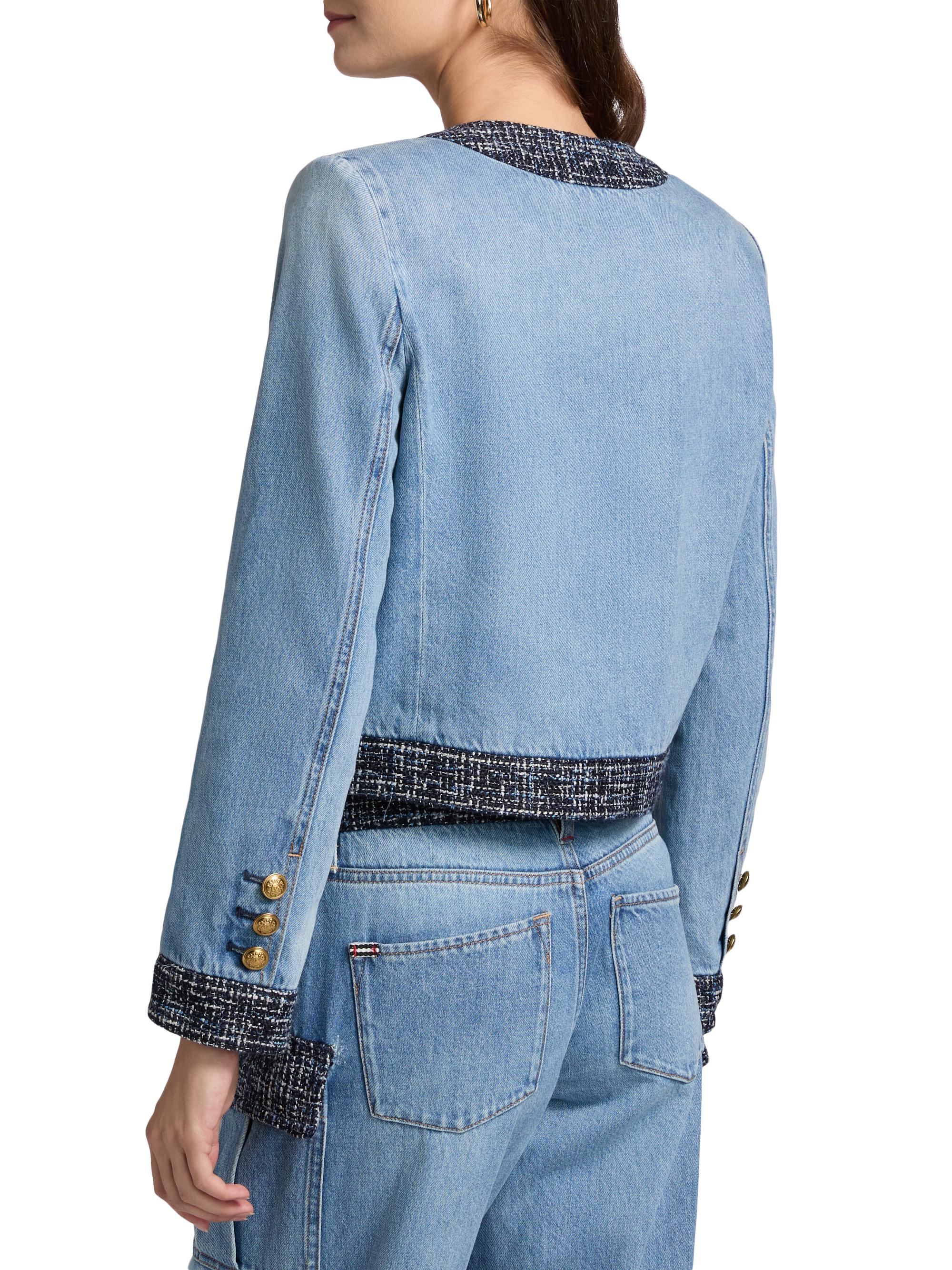 ALICE + OLIVIA Landon Denim Cropped Jacket | Saks Fifth Avenue
