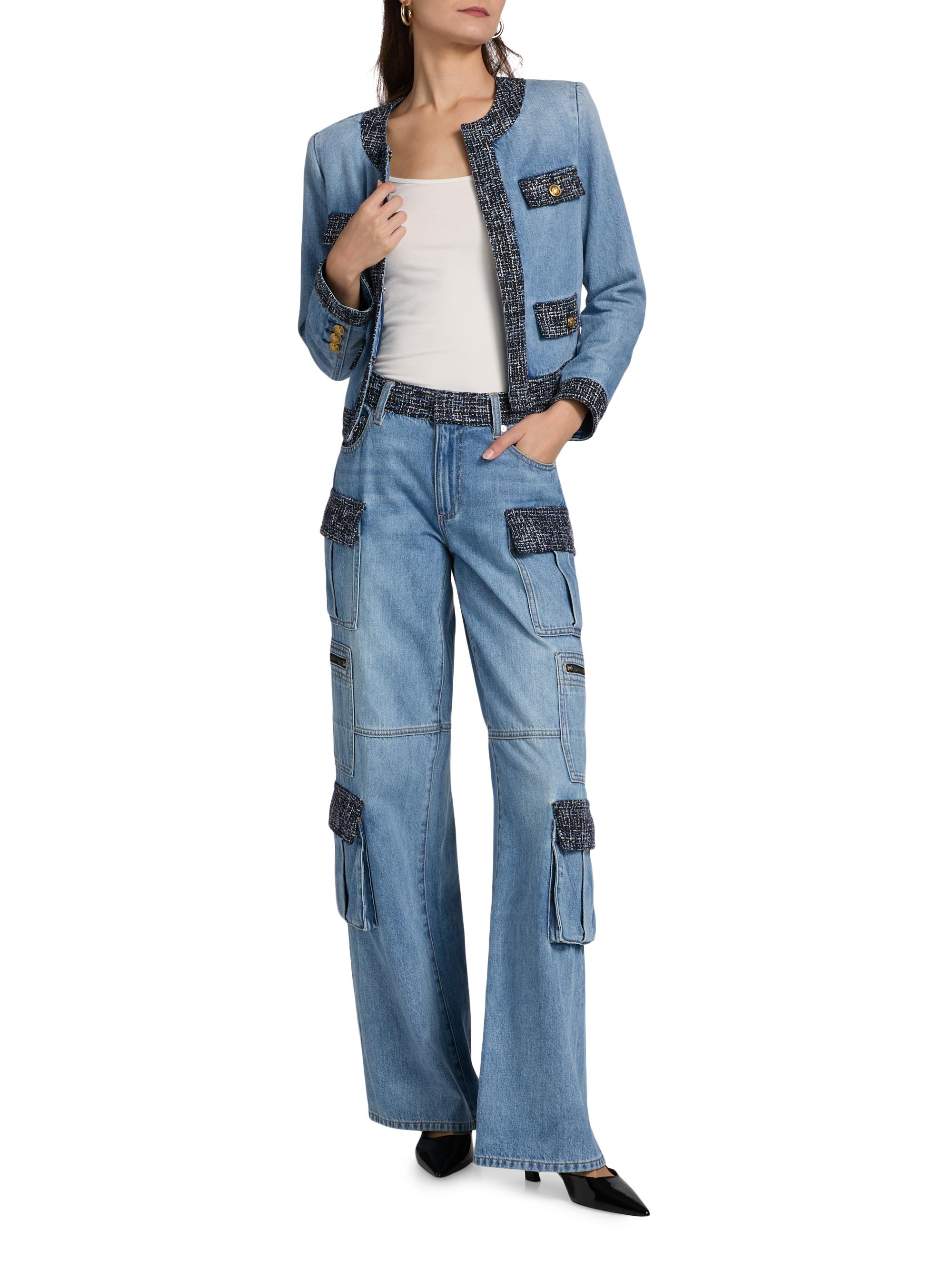 ALICE + OLIVIA Landon Denim Cropped Jacket | Saks Fifth Avenue