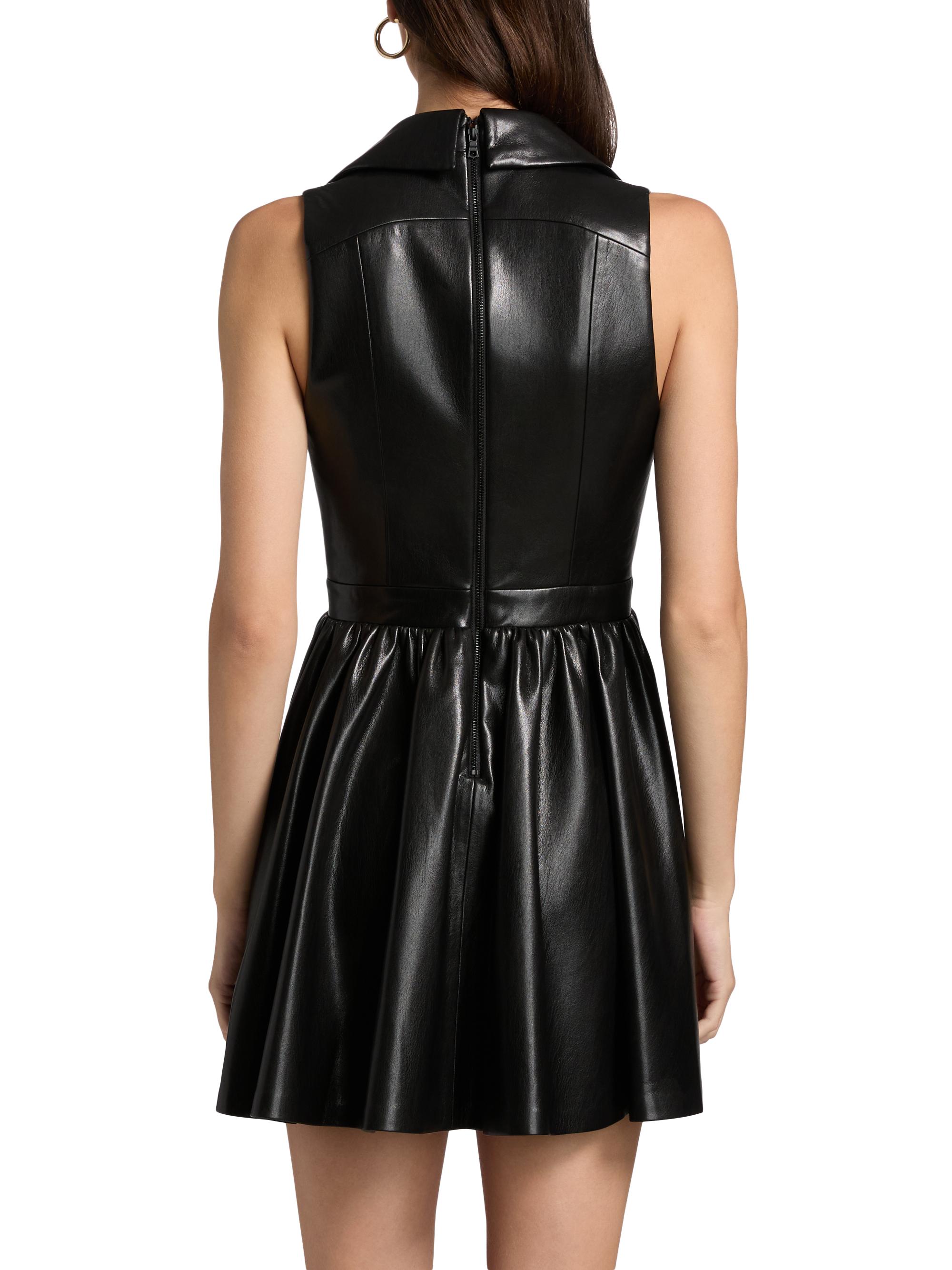 ALICE + OLIVIA Emmy Faux-Leather Surplice Minidress | Saks Fifth