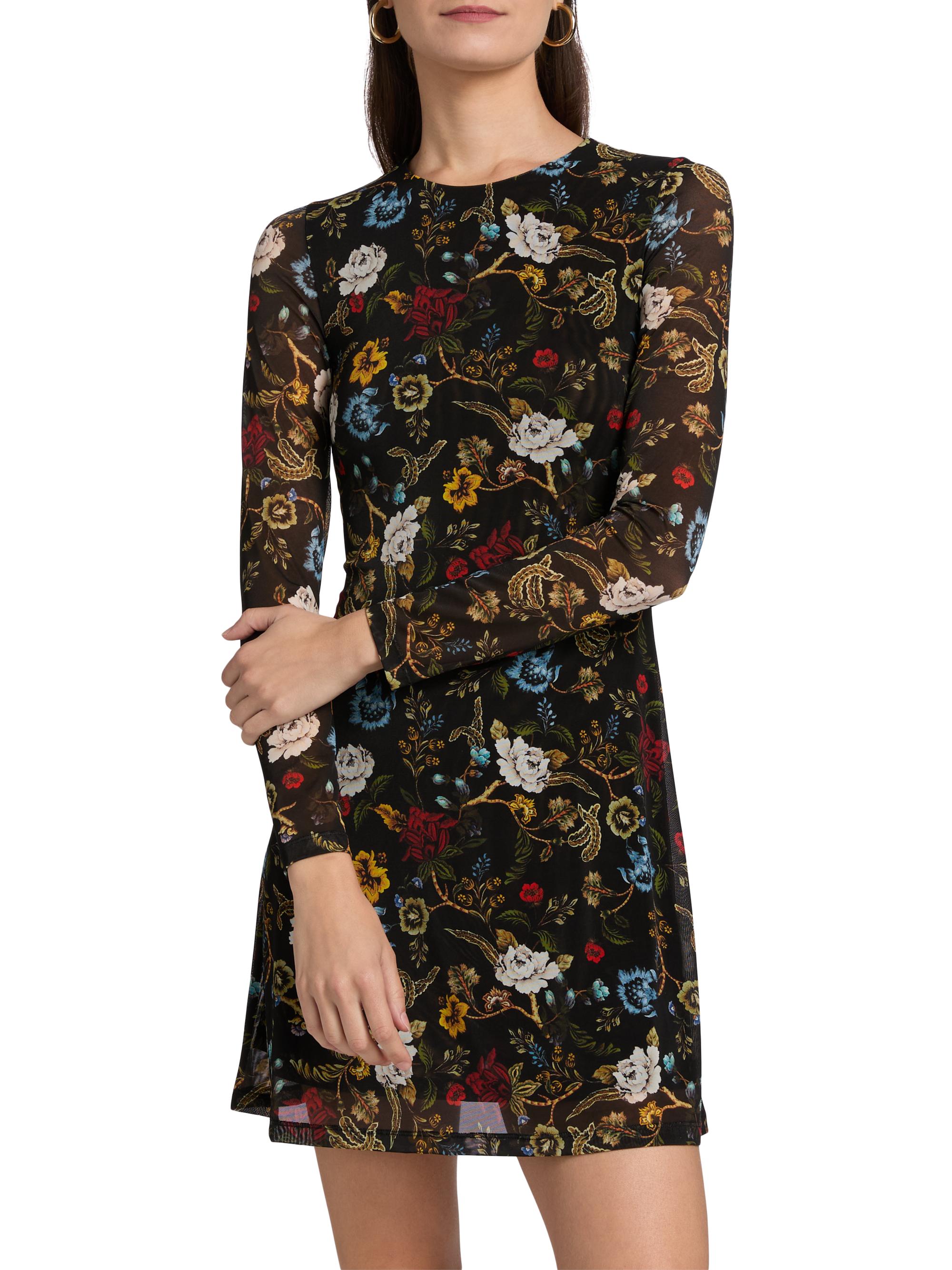 Delora Floral Mesh Crewneck Minidress