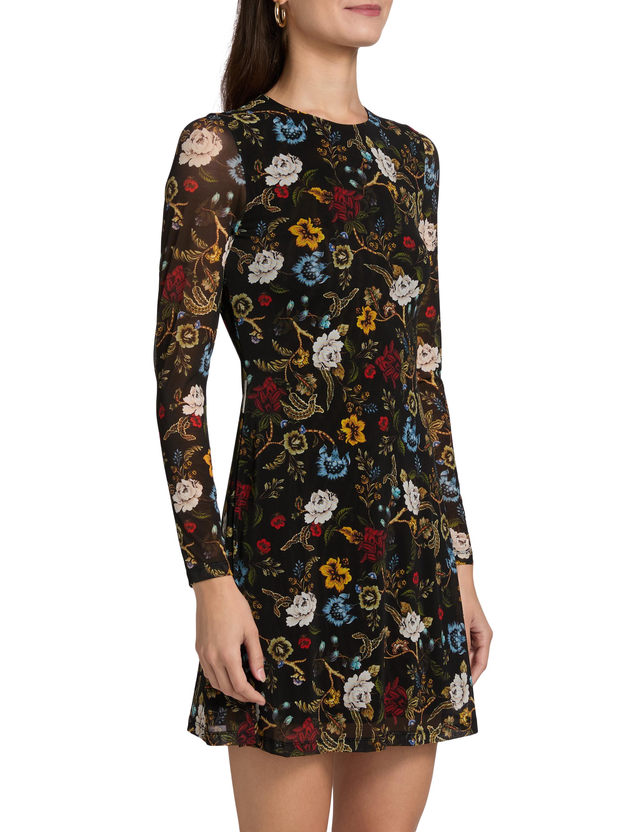 Delora Floral Mesh Crewneck Minidress