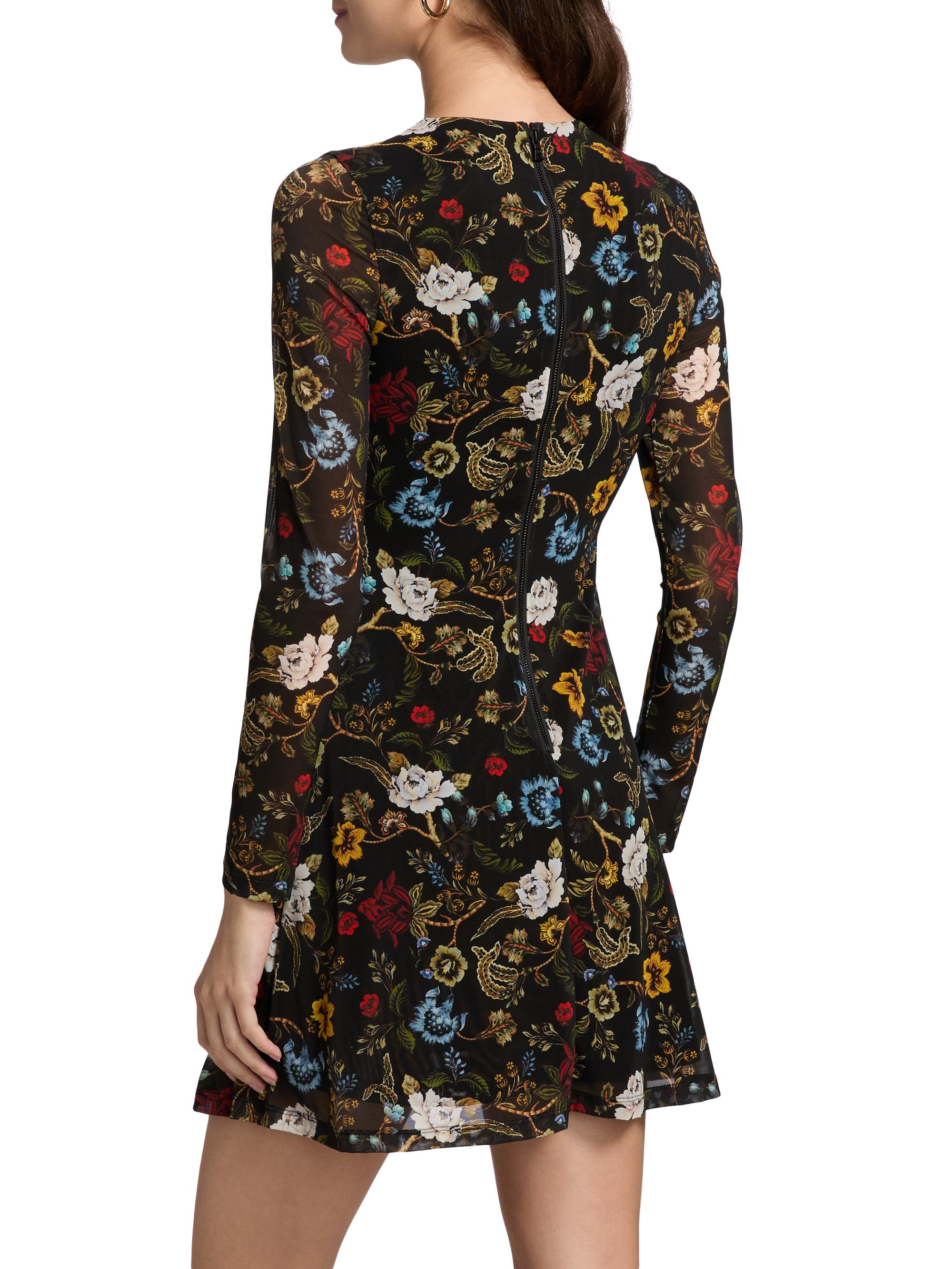Delora Floral Mesh Crewneck Minidress