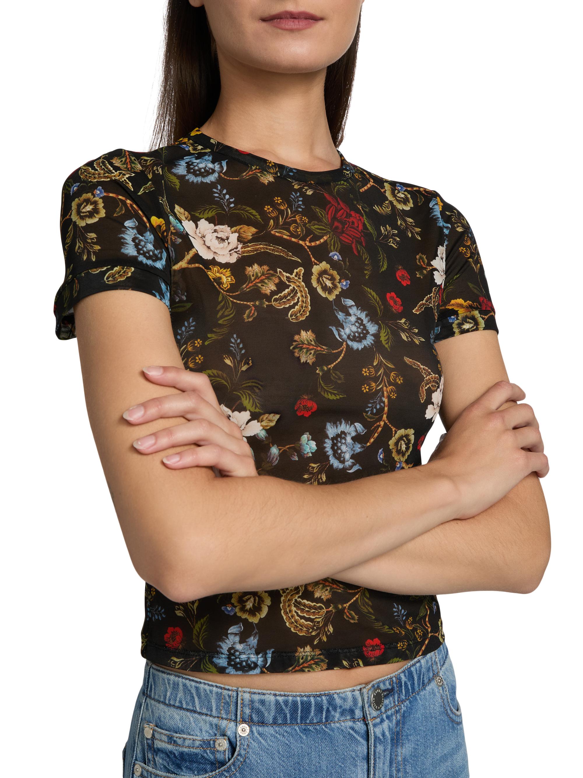 ALICE + OLIVIA Tess Printed Mesh Crewneck T-Shirt | Saks Fifth Avenue