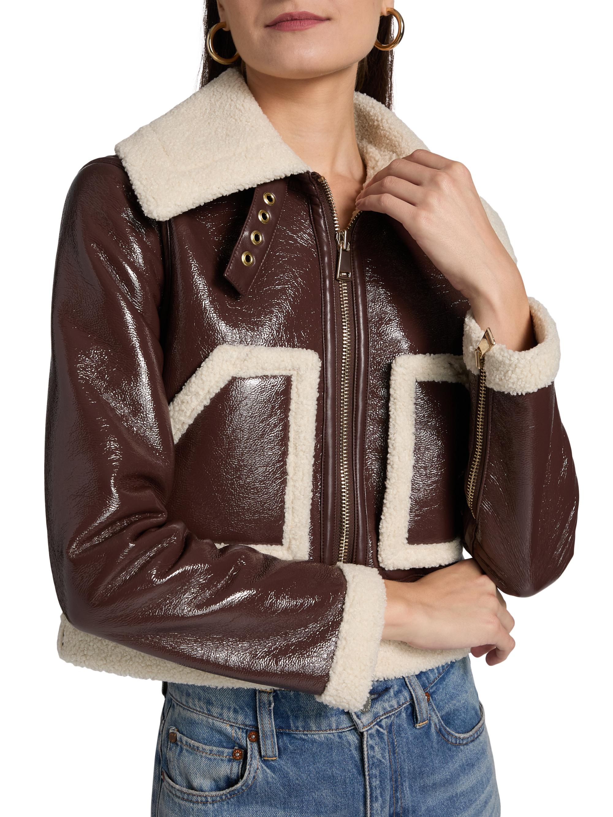 ALICE + OLIVIA Isaiah Faux-Shearling Crop Aviator Jacket | Saks
