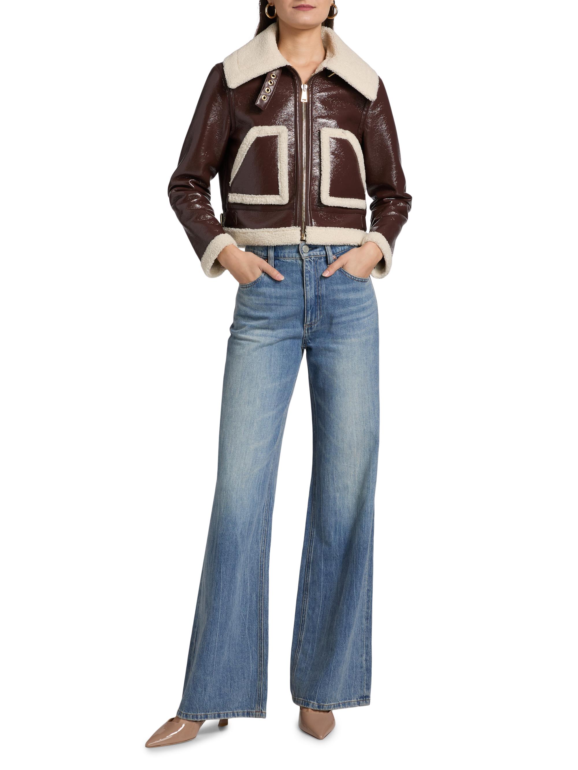 ALICE + OLIVIA Isaiah Faux-Shearling Crop Aviator Jacket | Saks