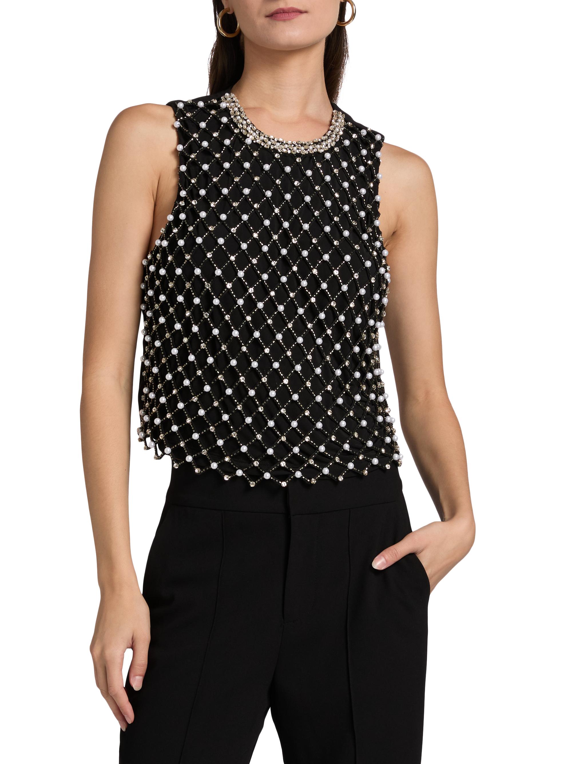 ALICE + OLIVIA Amal Embellished Boxy Tank | Saks Fifth Avenue