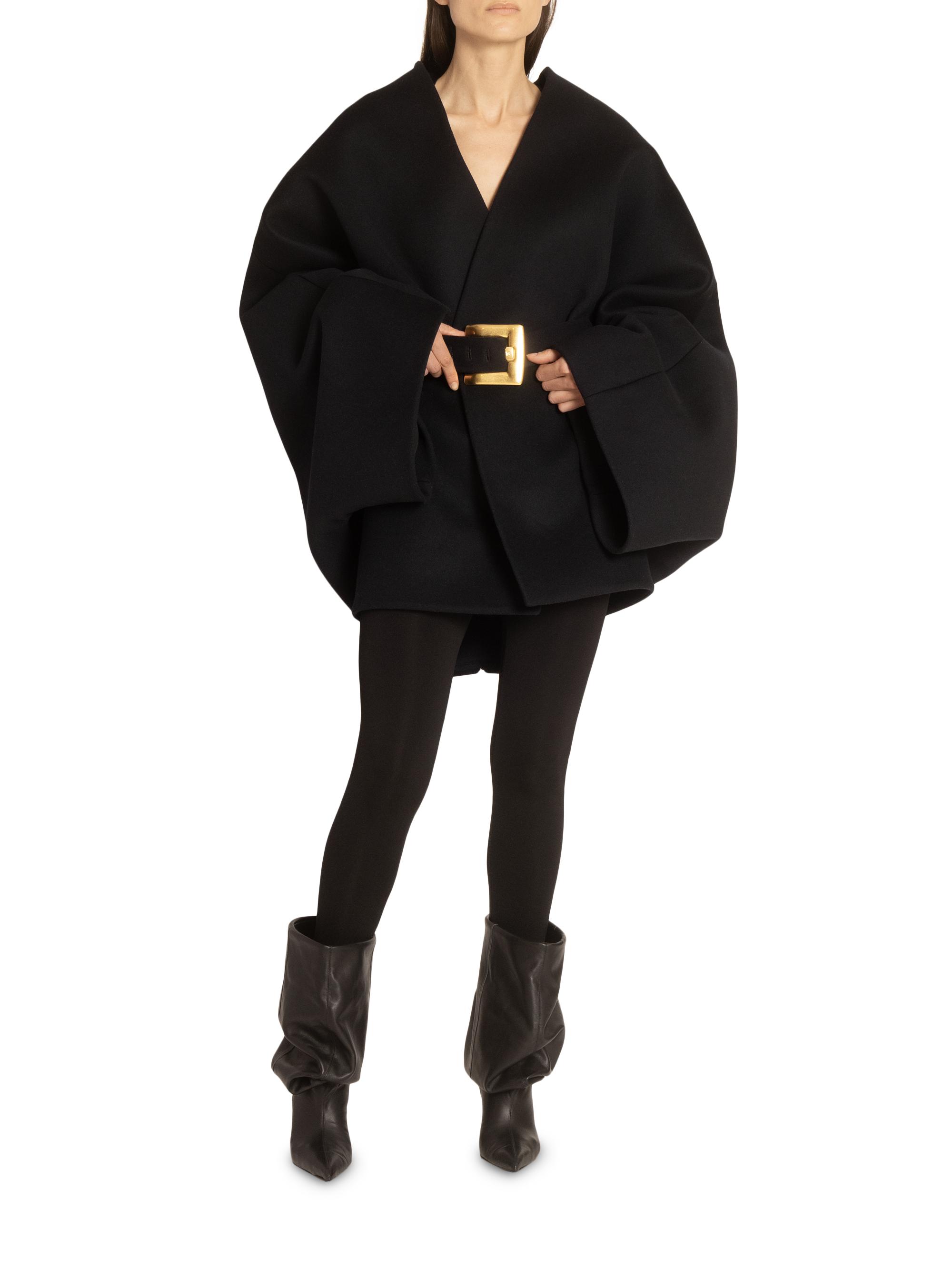 【再出品】UND PLUMP SLEEVE BELTED COAT Shop Wool Blend Belted Coat | Unison Label