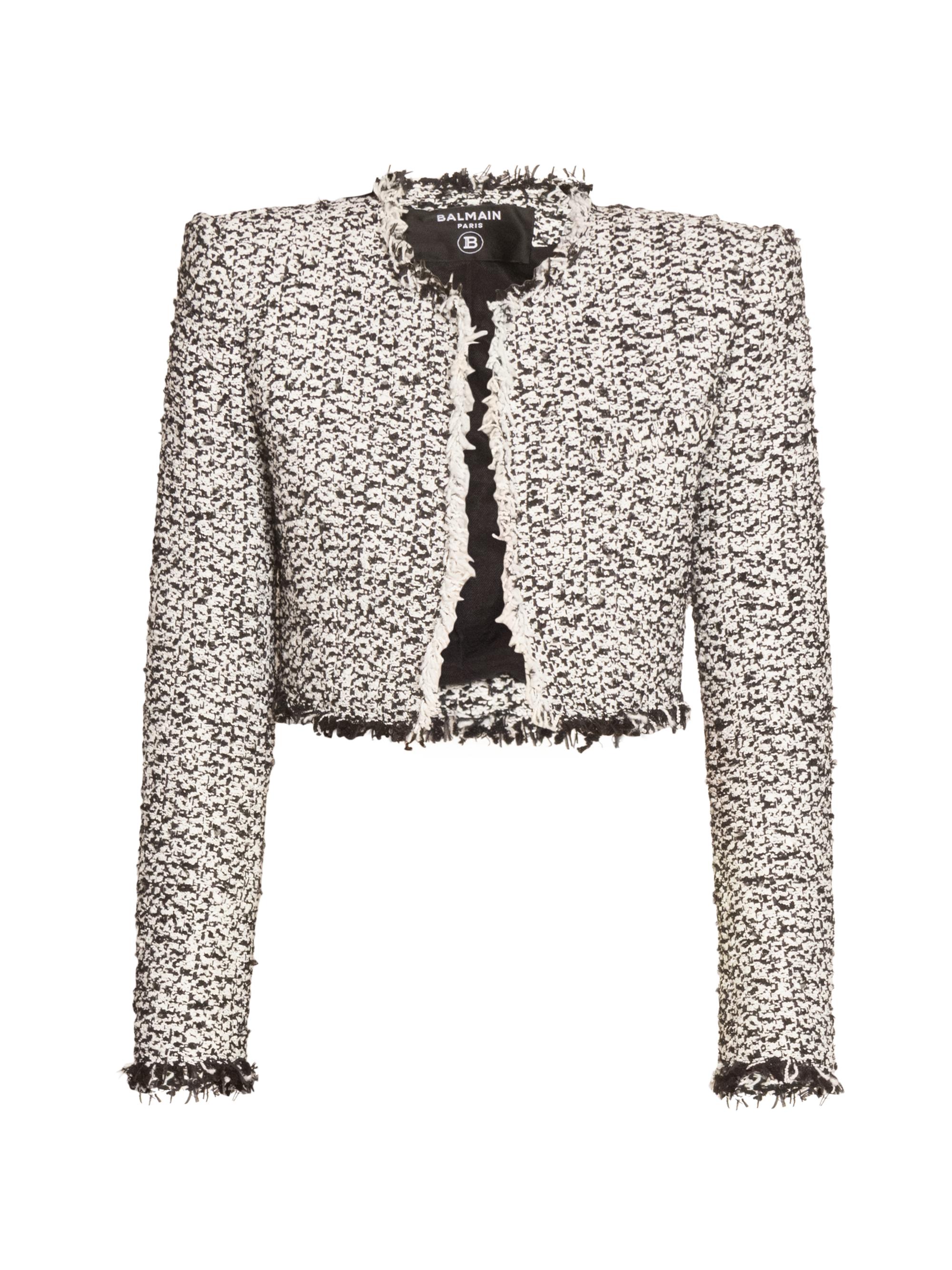 Balmain Collarless Metallic Tweed Jacket | Saks Fifth Avenue