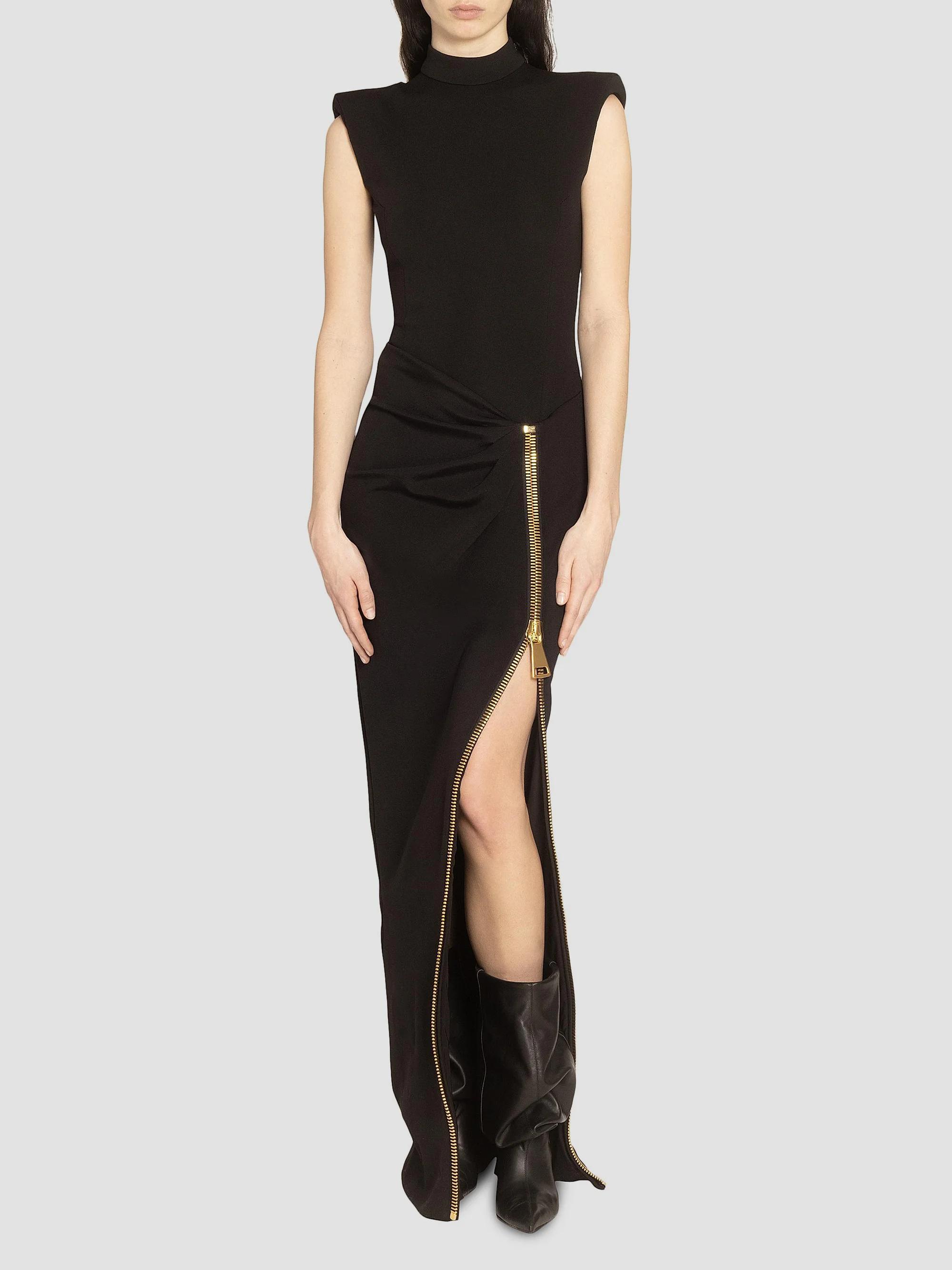 BALMAIN ノースリーブ ワンピース Balmain Zipped Slit Sleeveless Jersey Gown | Saks Fifth Avenue