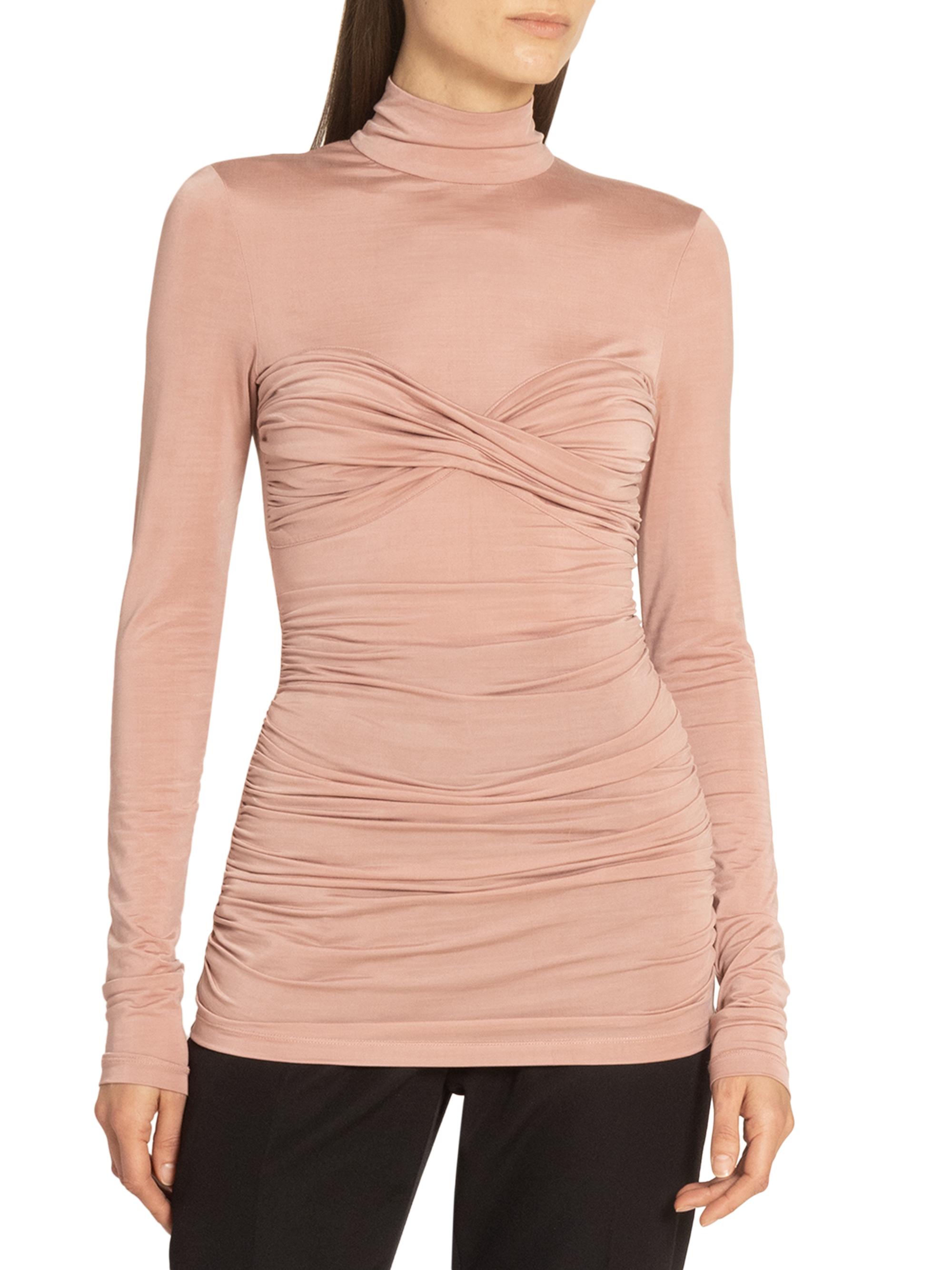 Balmain Ruched Long-Sleeve Stretch-Jersey Top | Saks Fifth Avenue