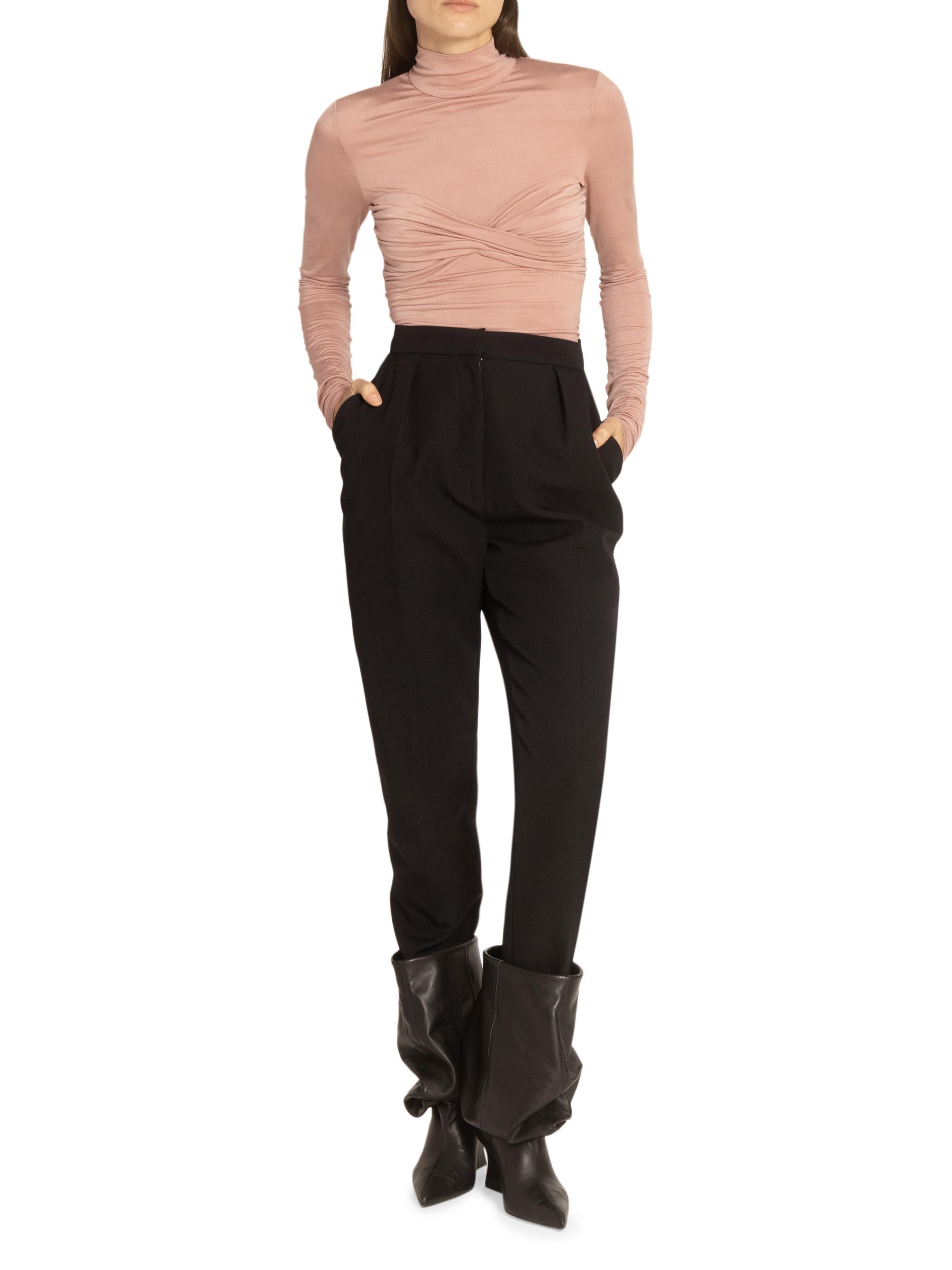 Balmain Ruched Long-Sleeve Stretch-Jersey Top | Saks Fifth Avenue