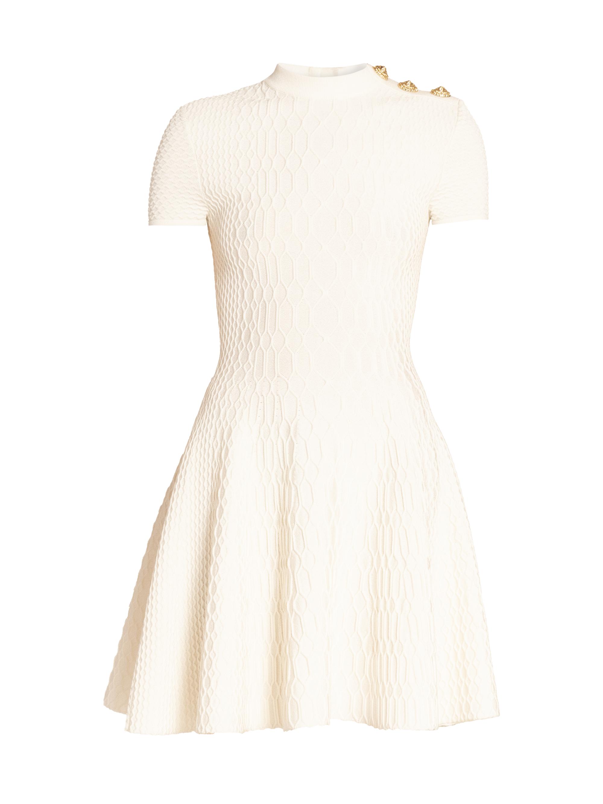 Balmain Women's Croc-Embossed Knit Fit-And-Flare Minidress - Natural