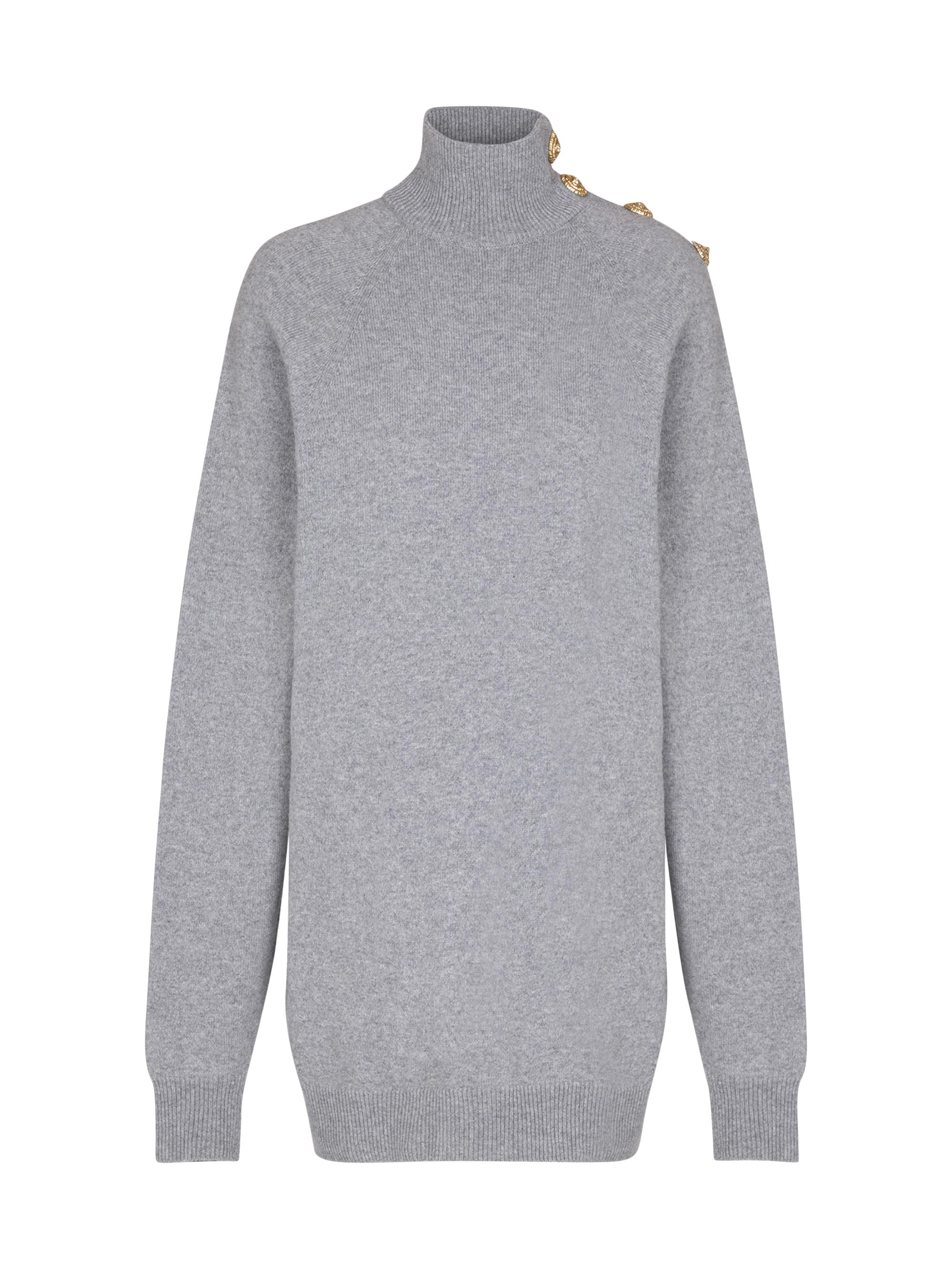 Balmain Women's Button-Detail Cashmere Minidress - Gris