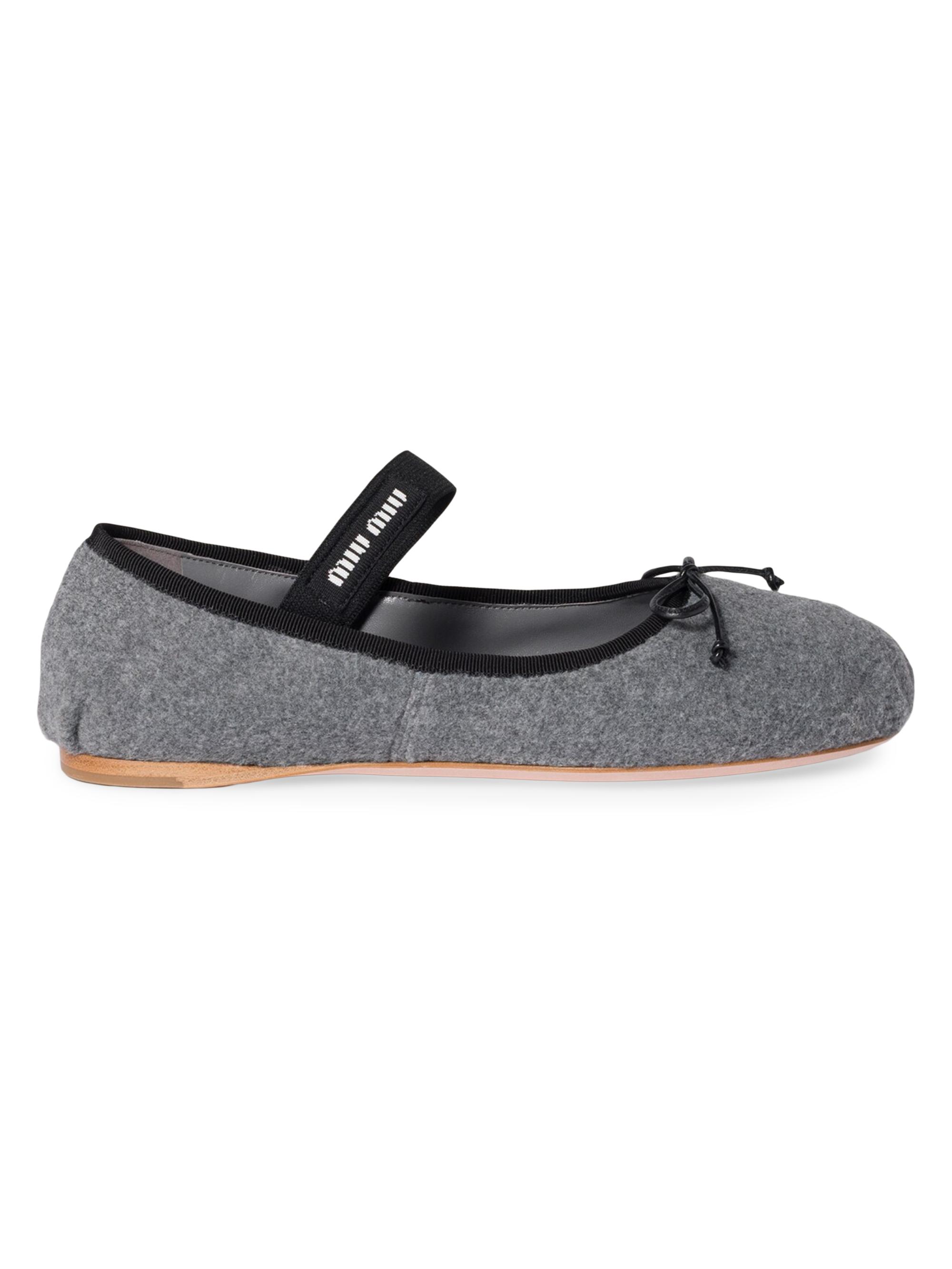 Miu Miu Women's Fleece Ballerinas - Grey