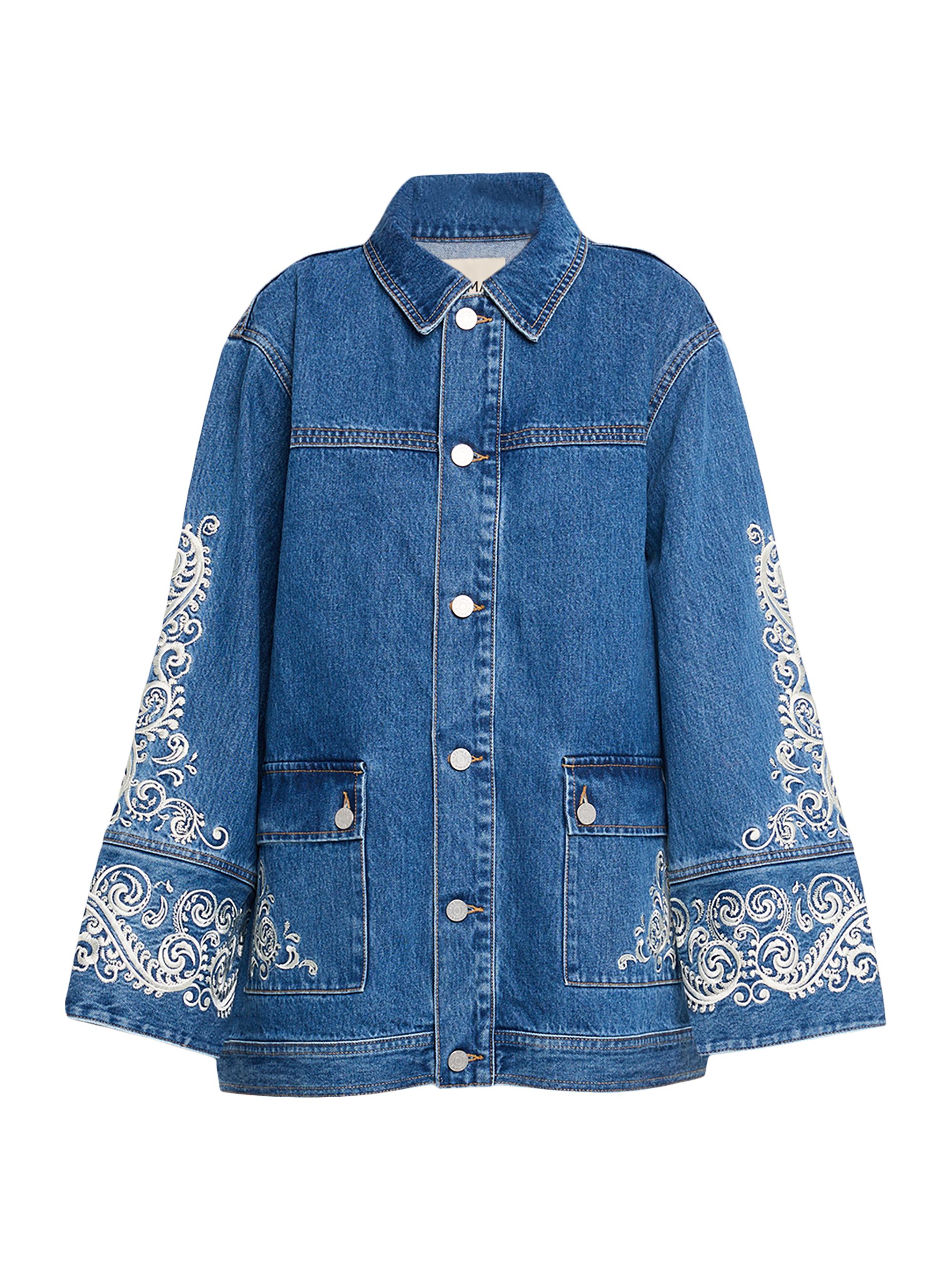 ALEMAIS Women's Jacones Embroidered Denim Jacket - Indigo
