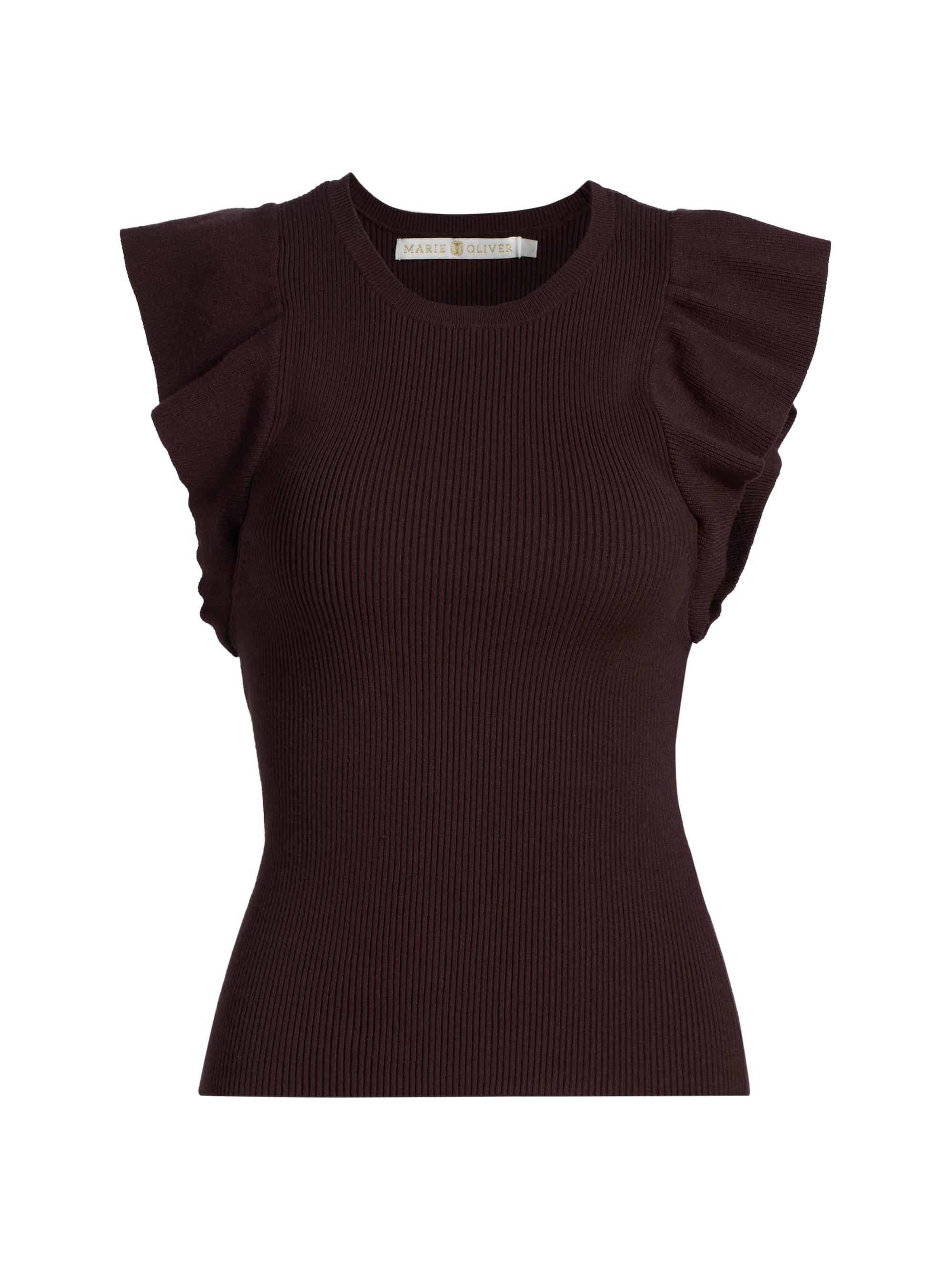 Marie Oliver Women's Rory Knitted Flutter-Sleeve Top - Java